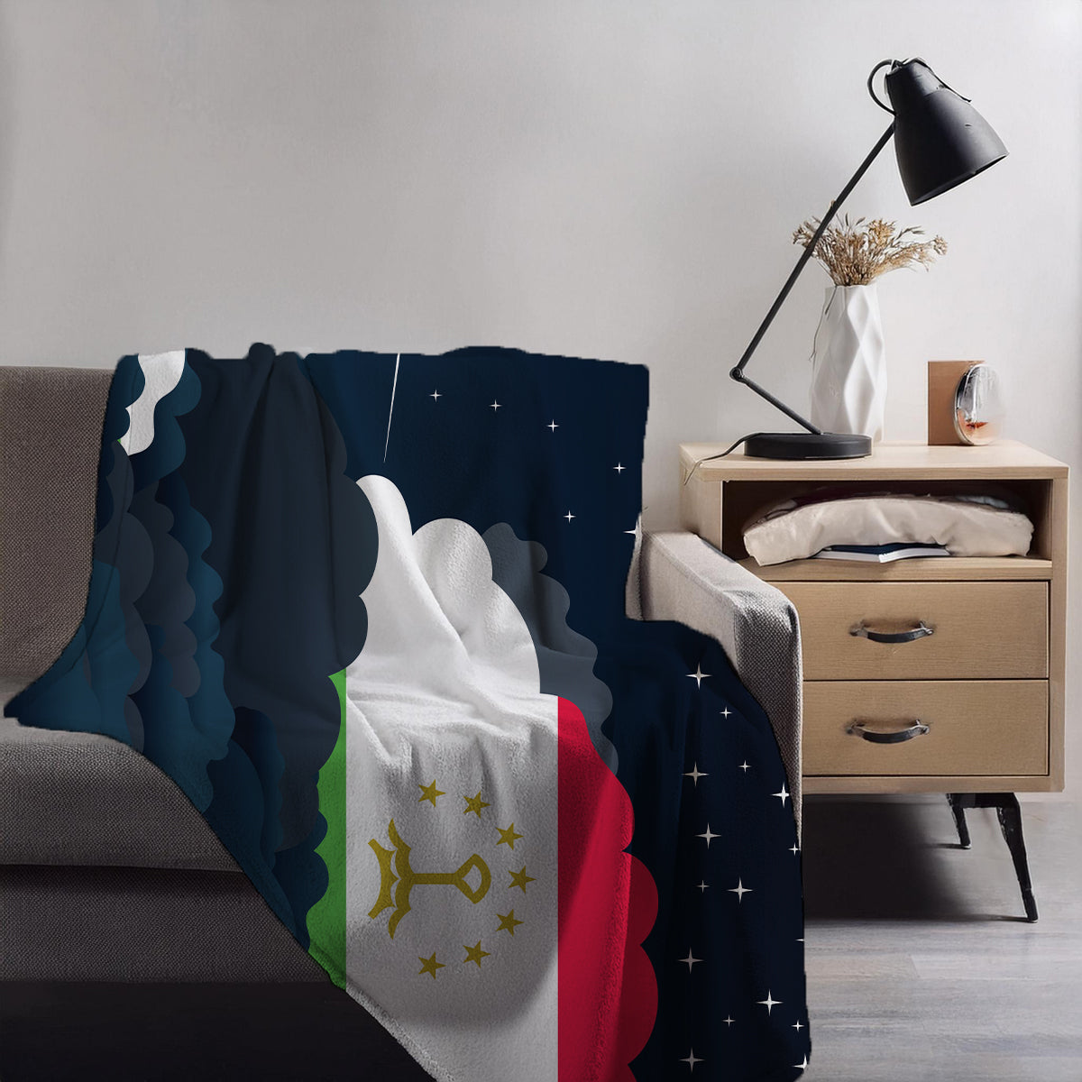 Tajikistan Night Clouds Blanket Throw