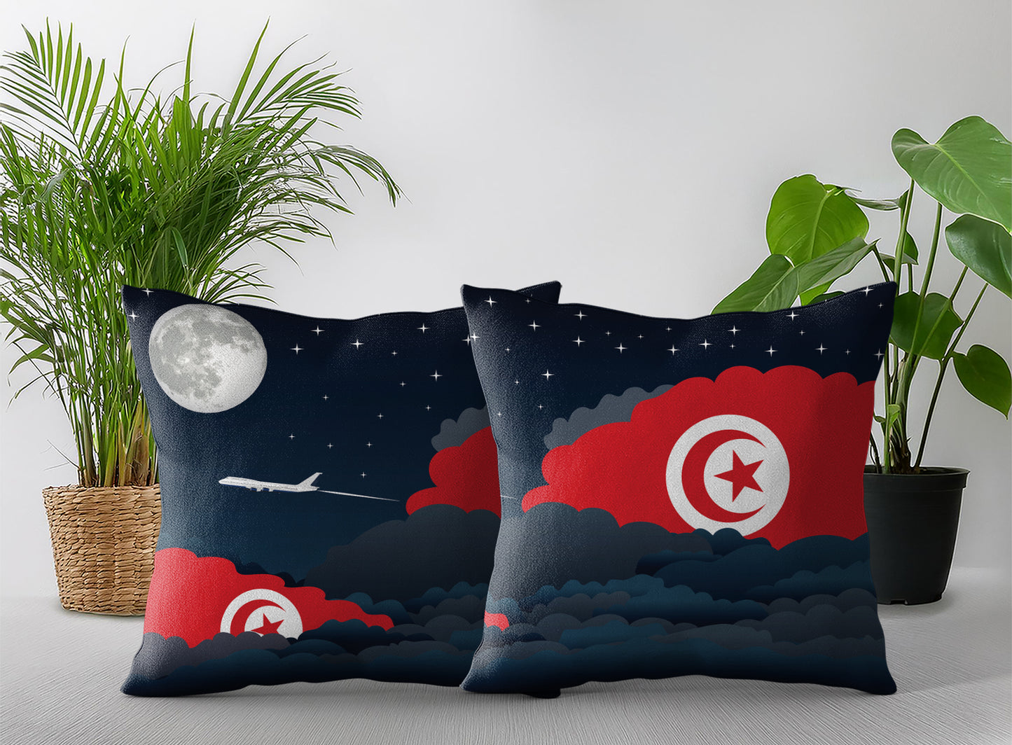 Tunisia Night Clouds Pillow Case and Pillow Throw