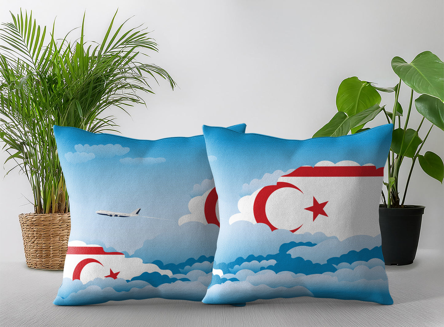 Turkish Republic of Northern Cyprus Day Clouds Pillow Case and Pillow Throw
