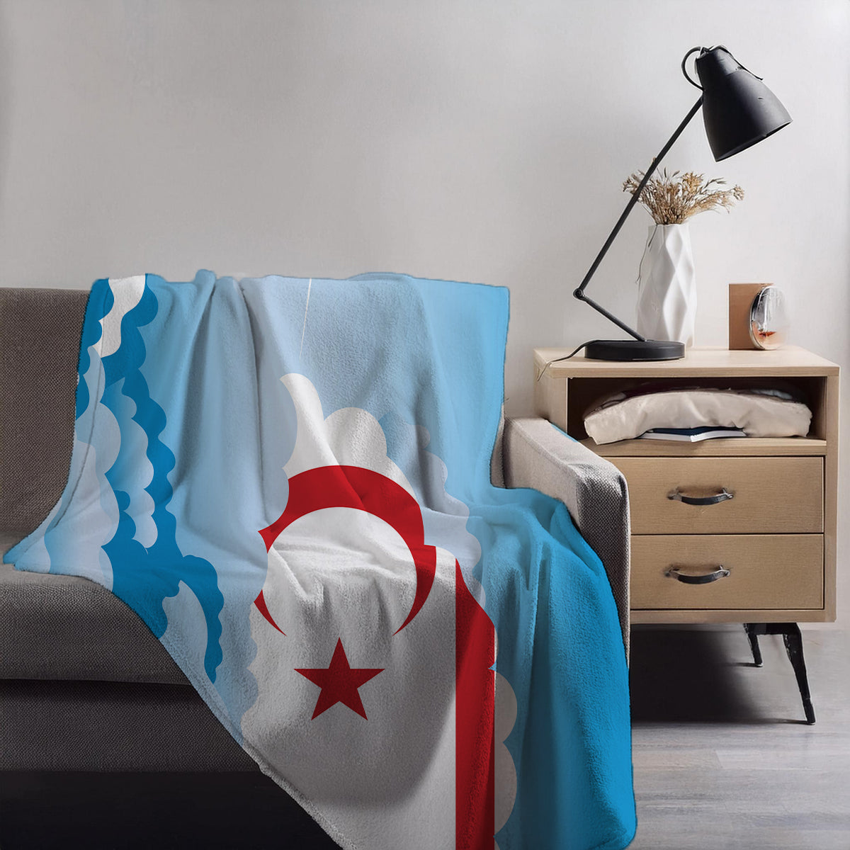 Turkish Republic of Northern Cyprus Day Clouds Blanket Throw