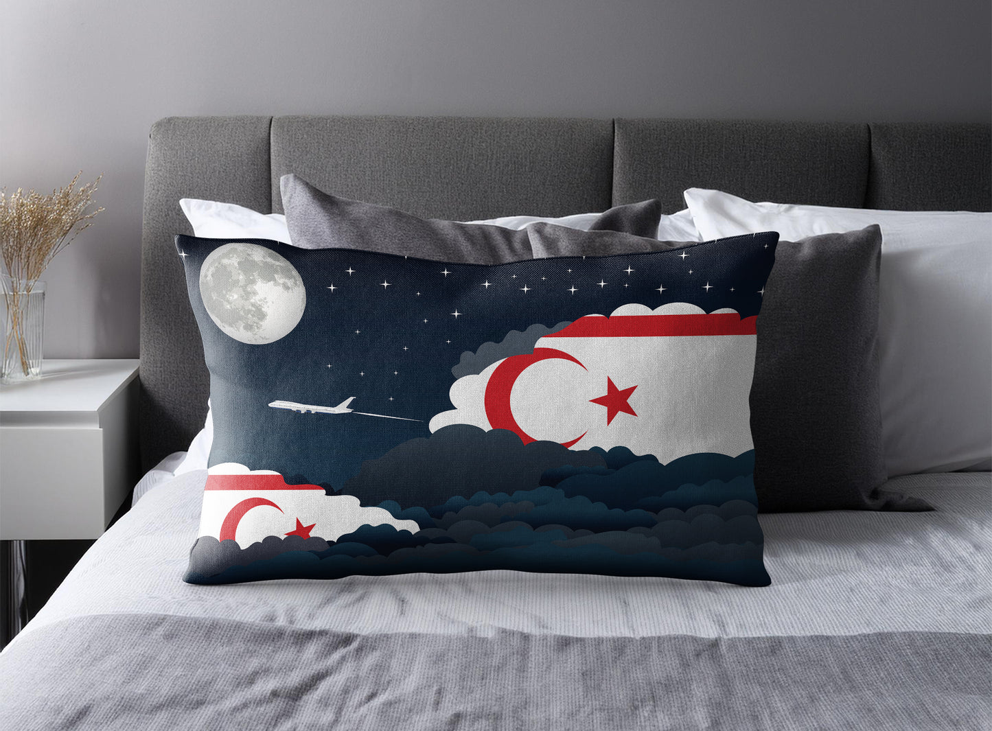 Turkish Republic of Northern Cyprus Night Clouds Pillow Case and Pillow Throw