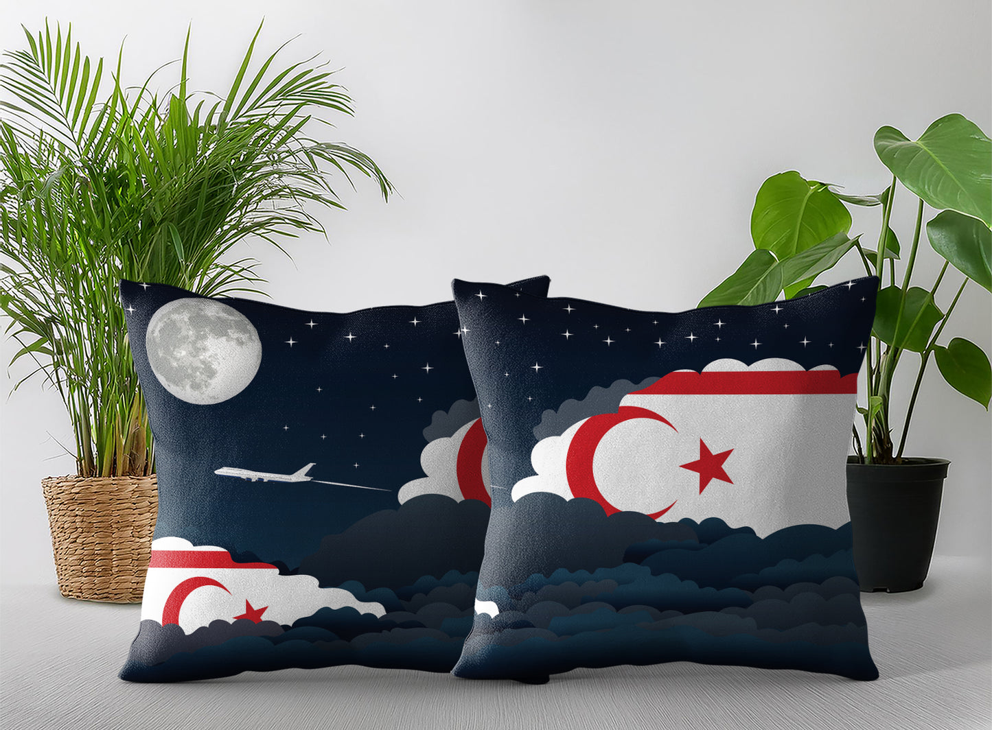 Turkish Republic of Northern Cyprus Night Clouds Pillow Case and Pillow Throw