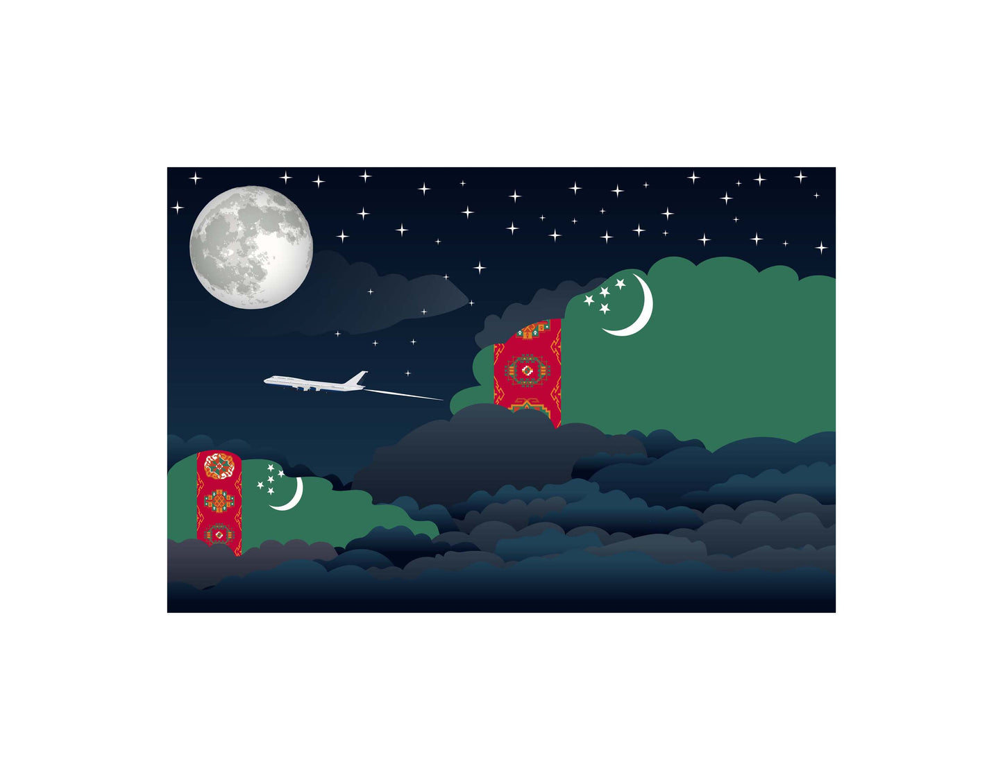 Turkmenistan Night Clouds Blanket Throw