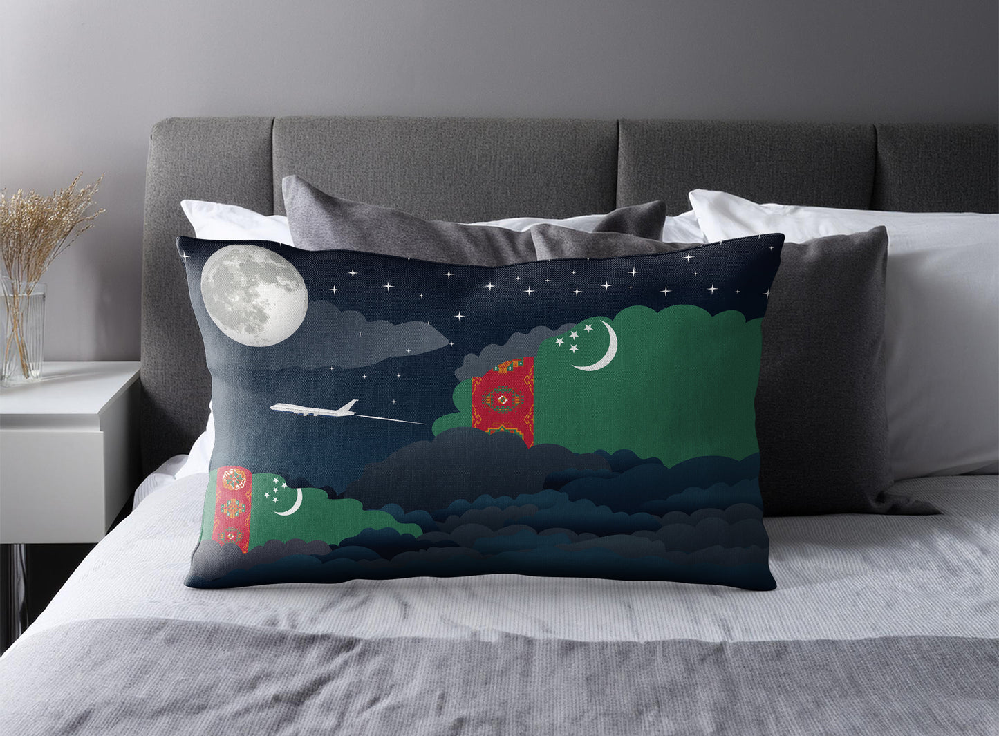 Turkmenistan Night Clouds Pillow Case and Pillow Throw