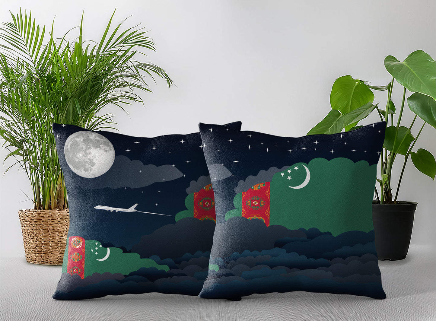 Turkmenistan Night Clouds Pillow Case and Pillow Throw