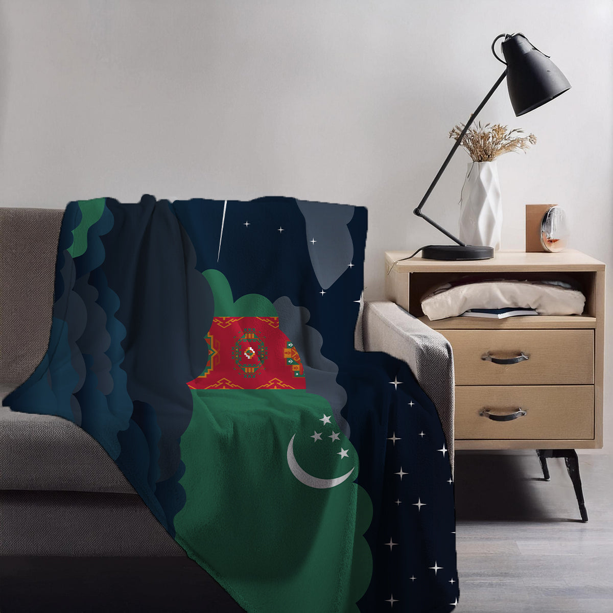 Turkmenistan Night Clouds Blanket Throw