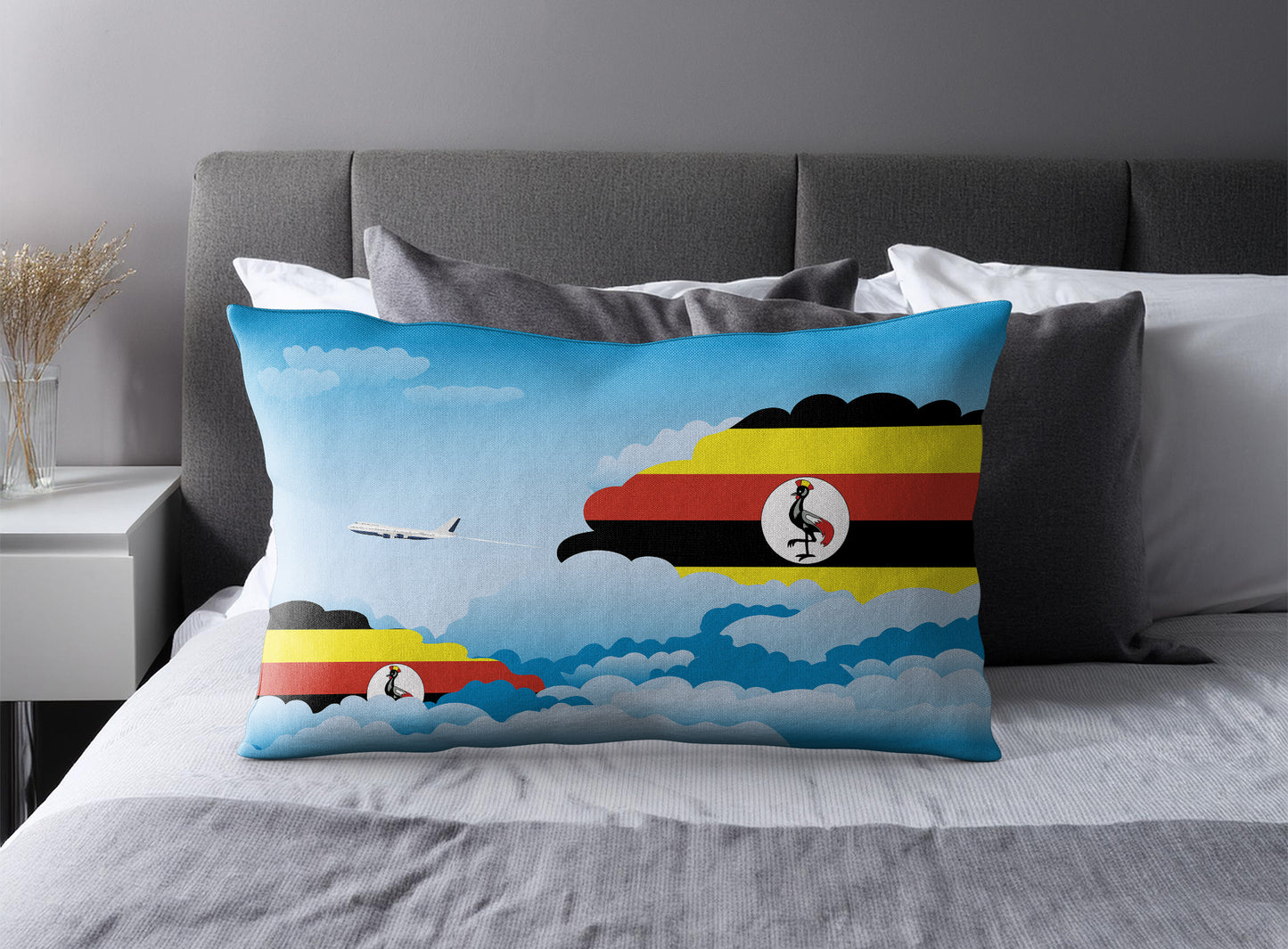 Uganda Day Clouds Pillow Case and Pillow Throw