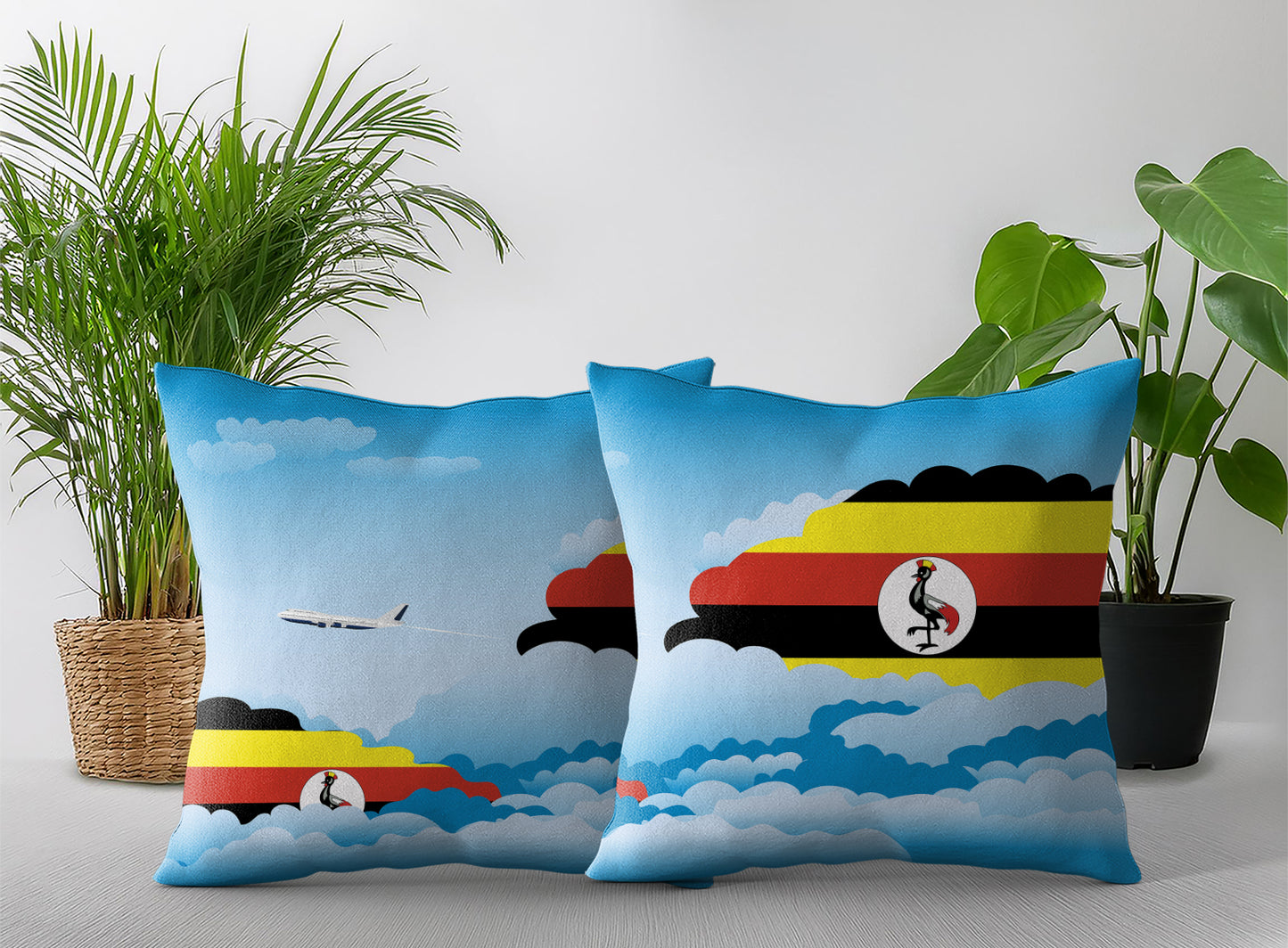 Uganda Day Clouds Pillow Case and Pillow Throw