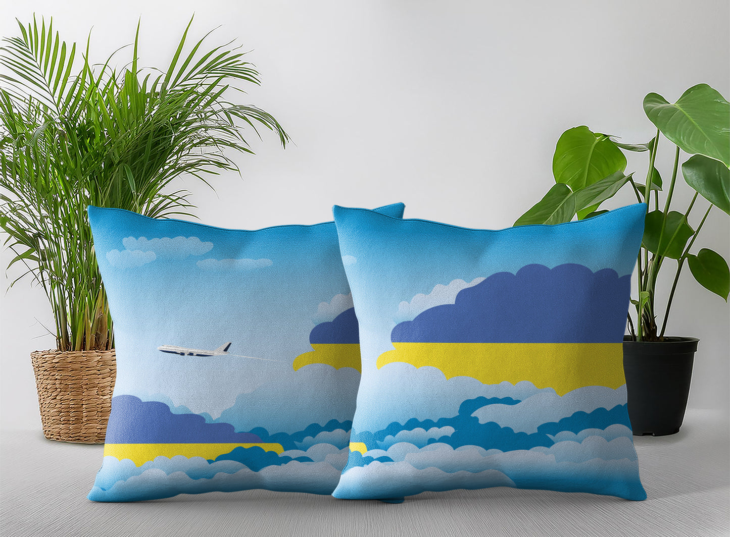 Ukraine Day Clouds Pillow Case and Pillow Throw
