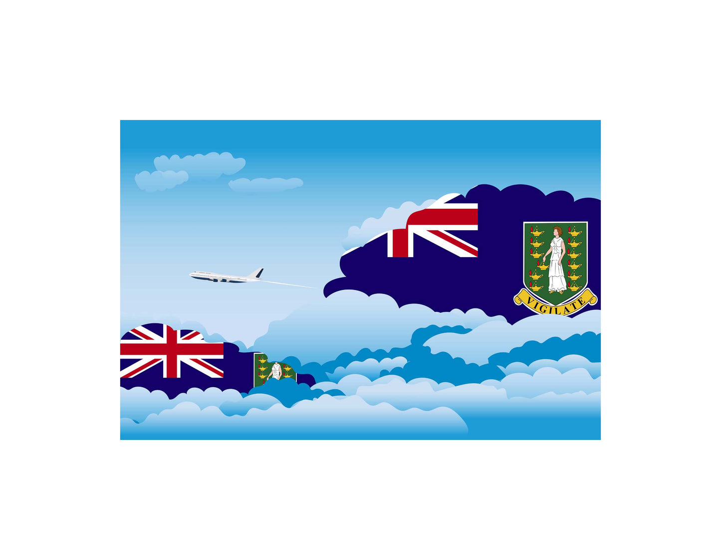 Virgin Islands UK Day Clouds Blanket Throw