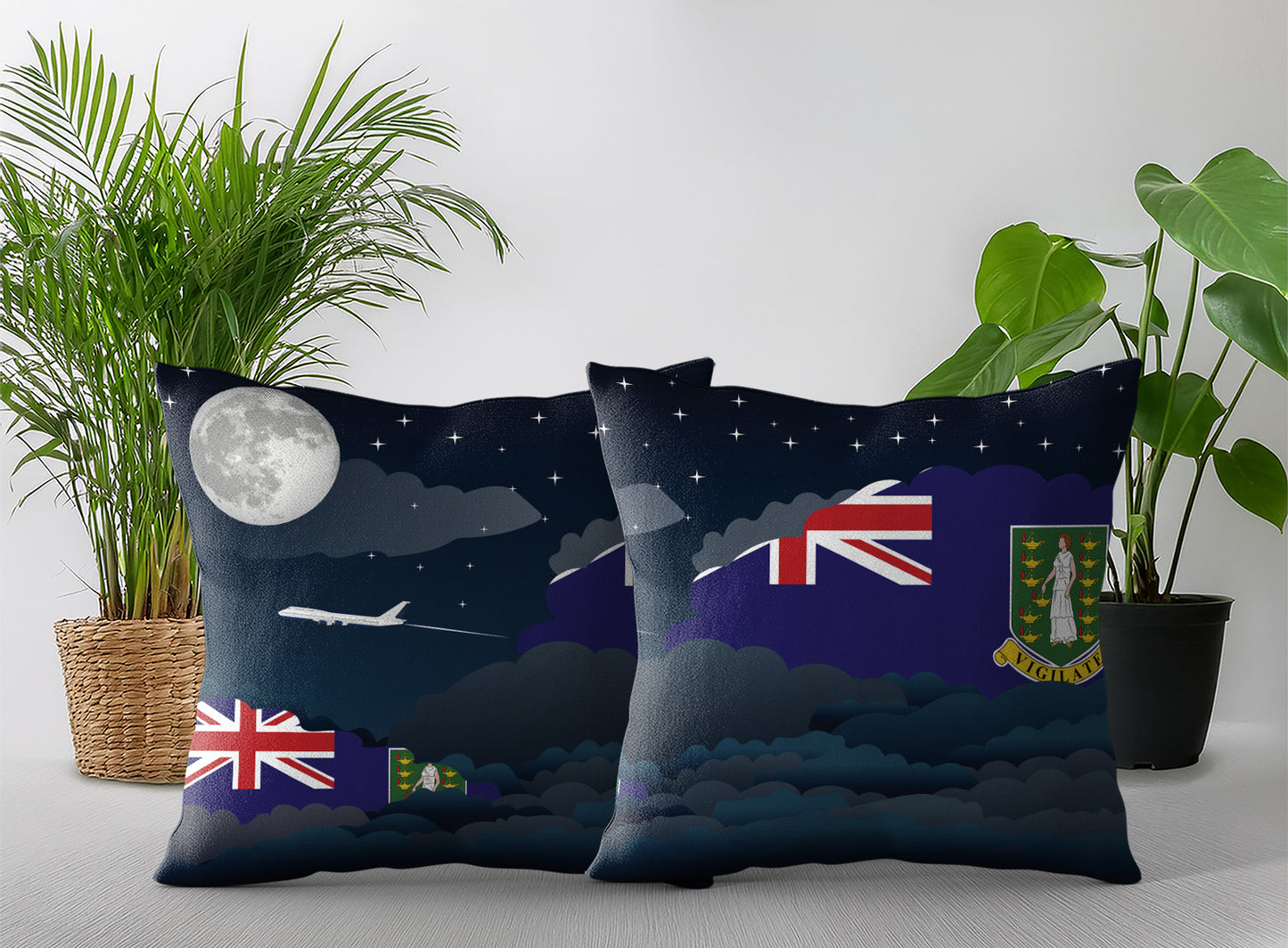 Virgin Islands UK Night Clouds Pillow Case and Pillow Throw