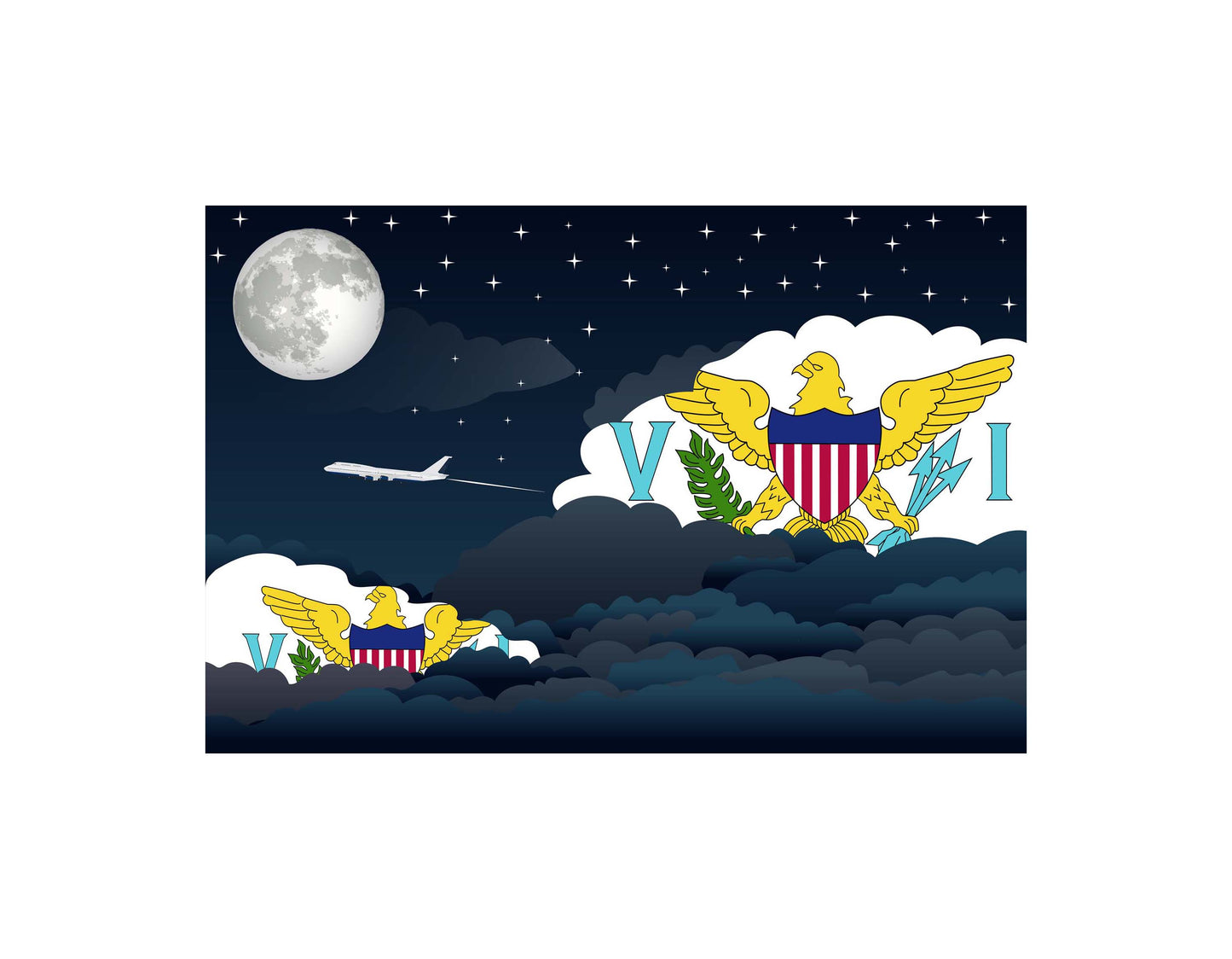 Virgin Islands US Night Clouds Blanket Throw
