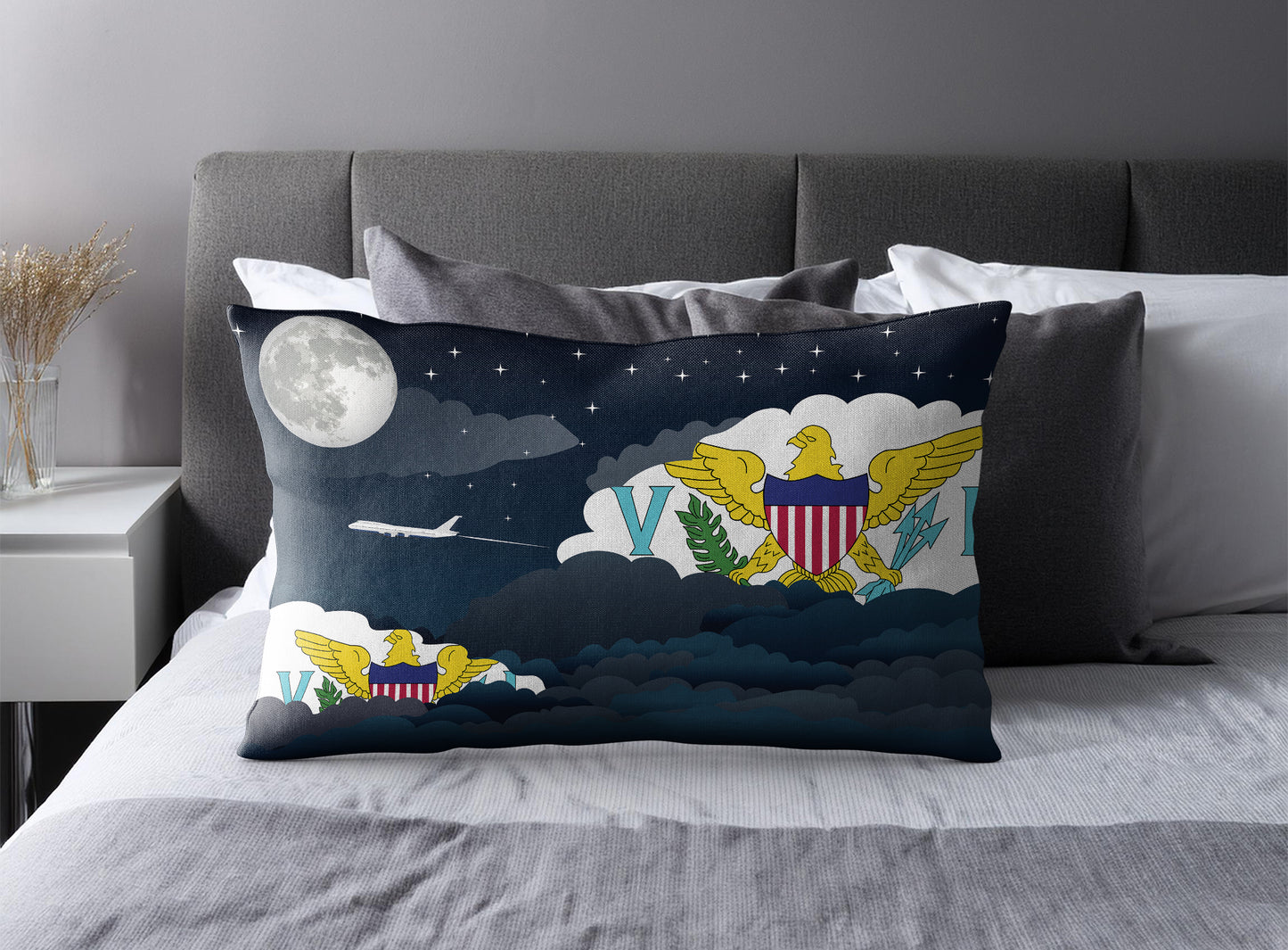 Virgin Islands US Night Clouds Pillow Case and Pillow Throw