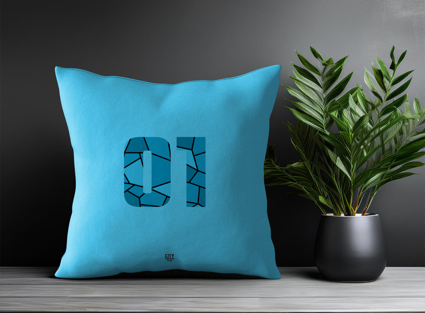 01 Number Pillow Case (Sky Blue)