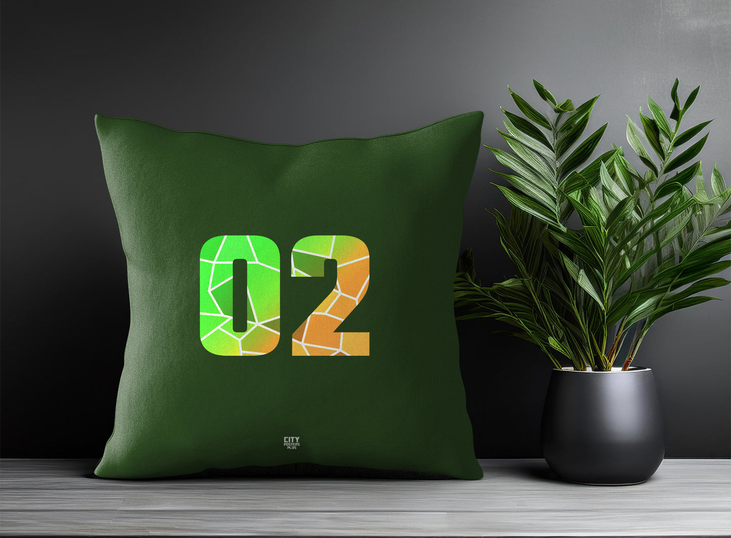 02 Number Pillow Case (Olive Green)