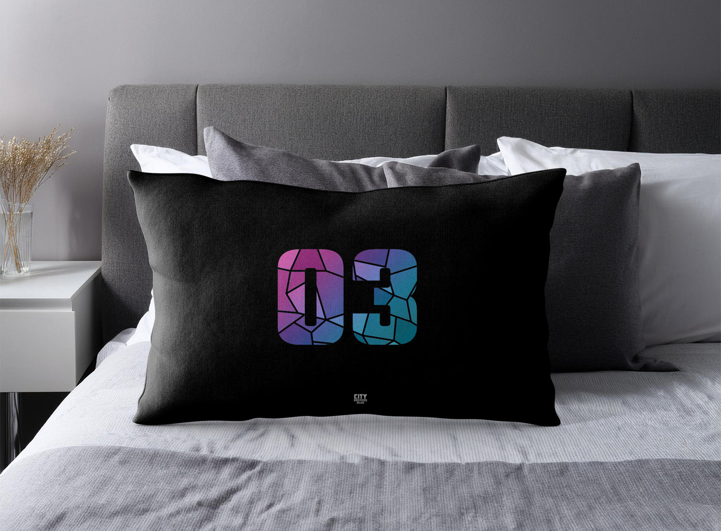 03 Number Pillow Case (Black)