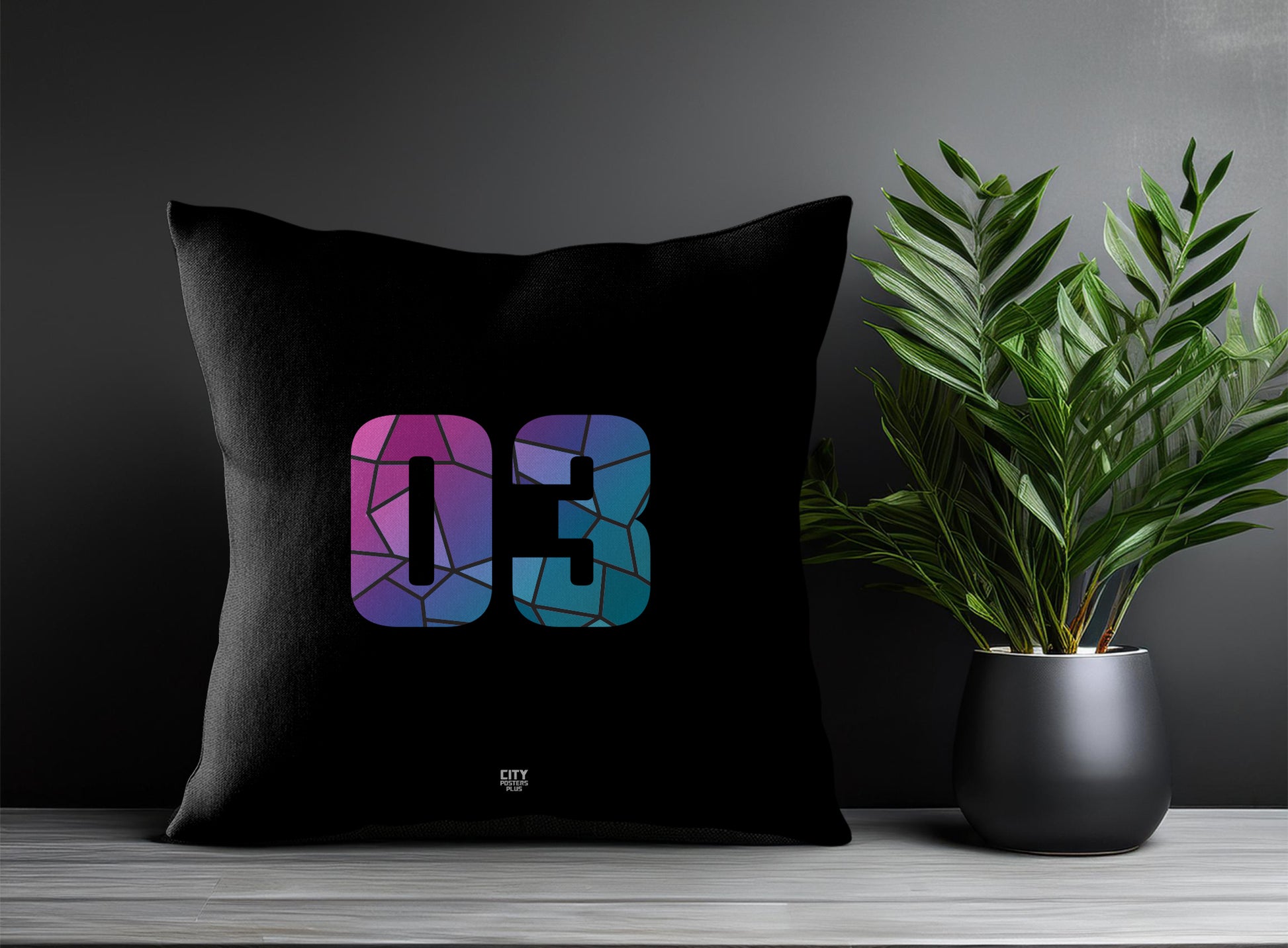 03 Number Pillow Case (Black)