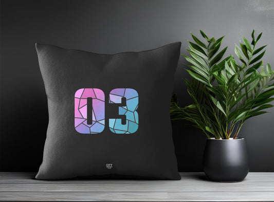 03 Number Pillow Case (Charcoal Grey)