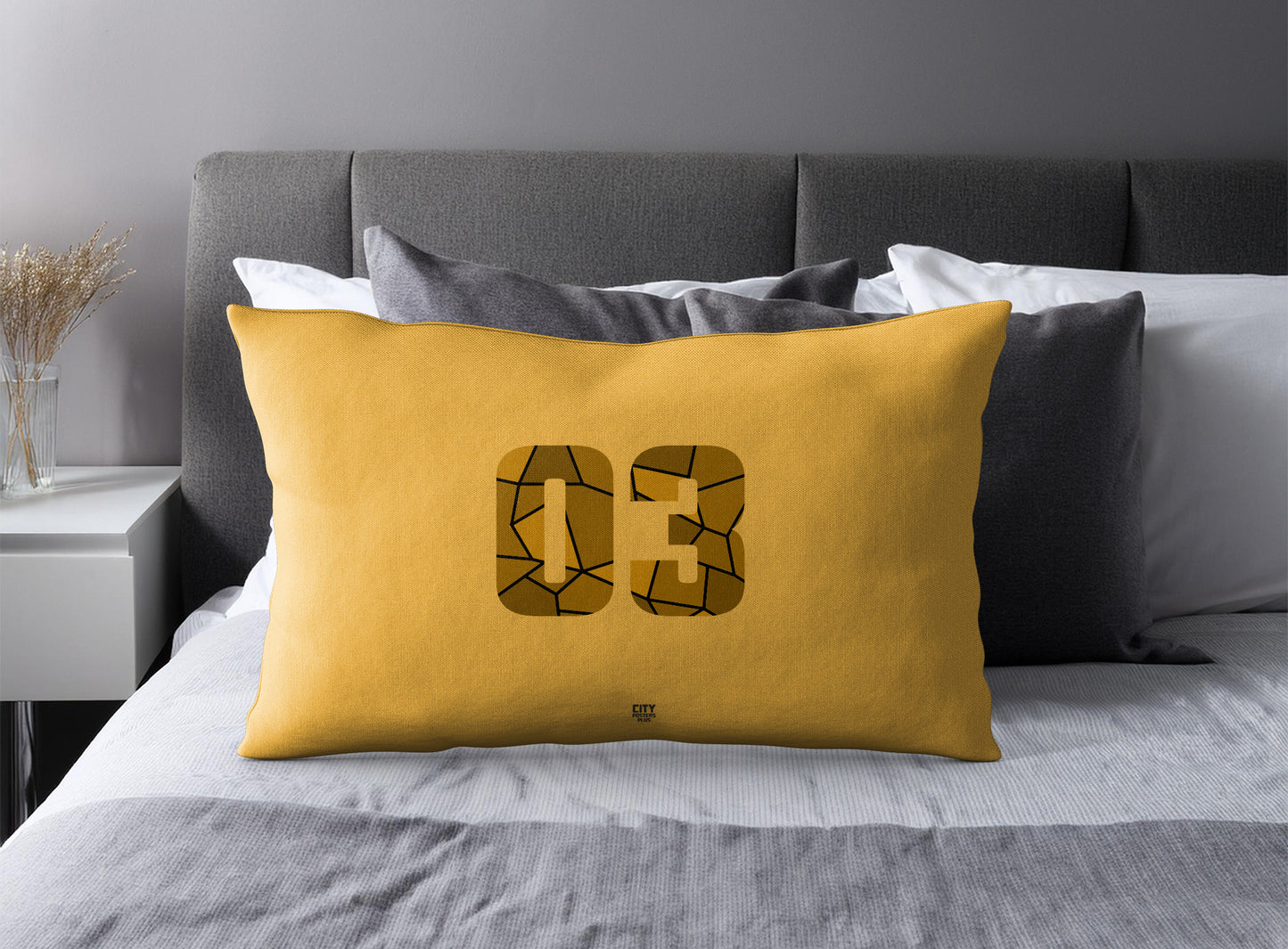 03 Number Pillow Case (Golden Yellow)