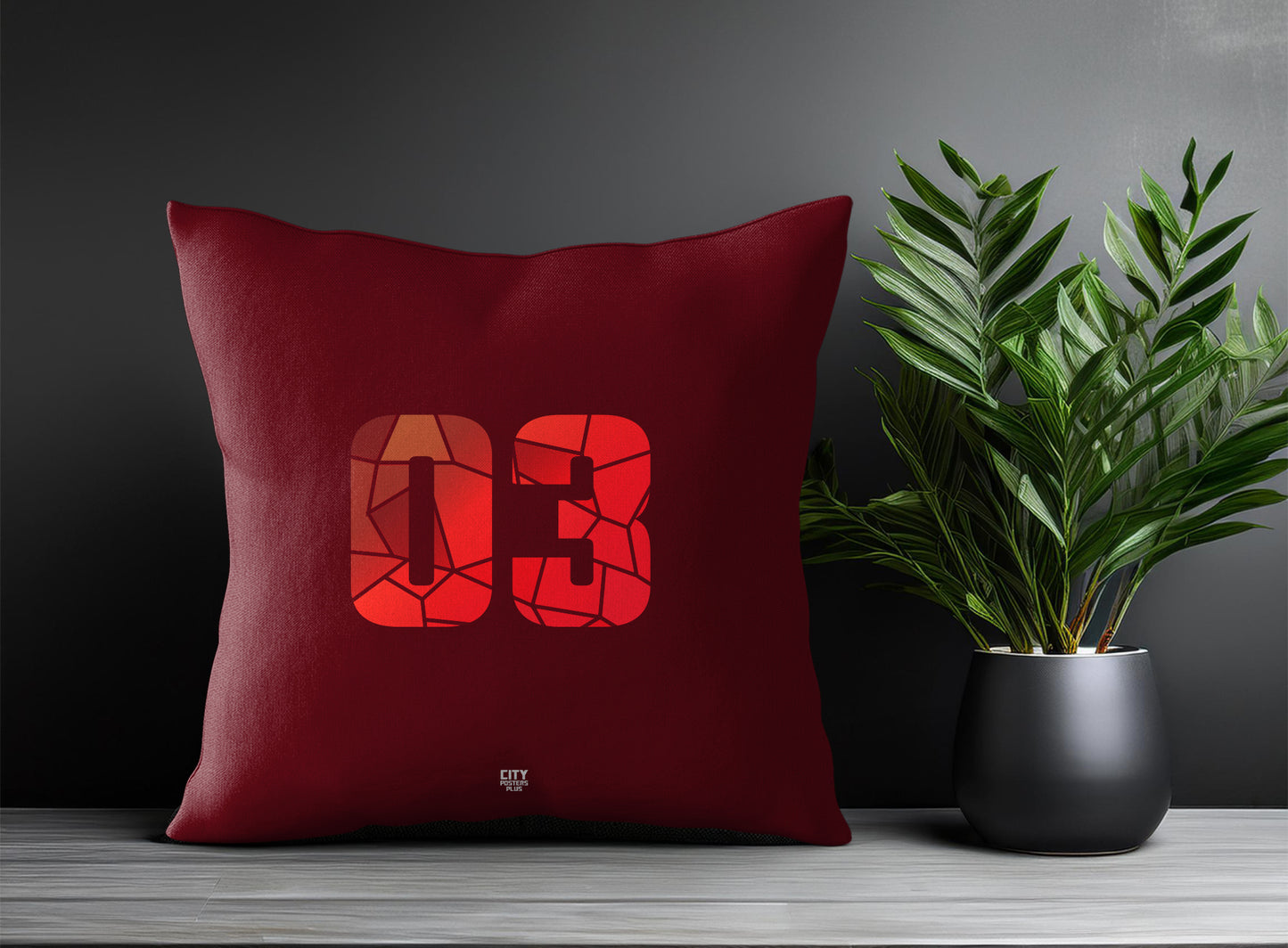 03 Number Pillow Case (Maroon)