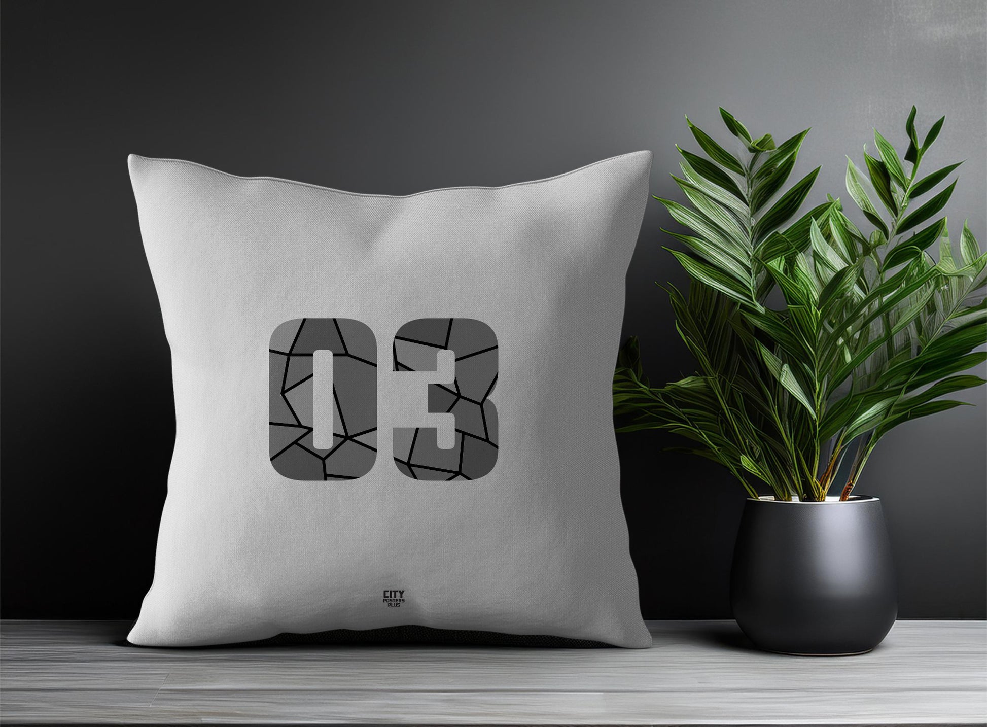 03 Number Pillow Case (Melange Grey)