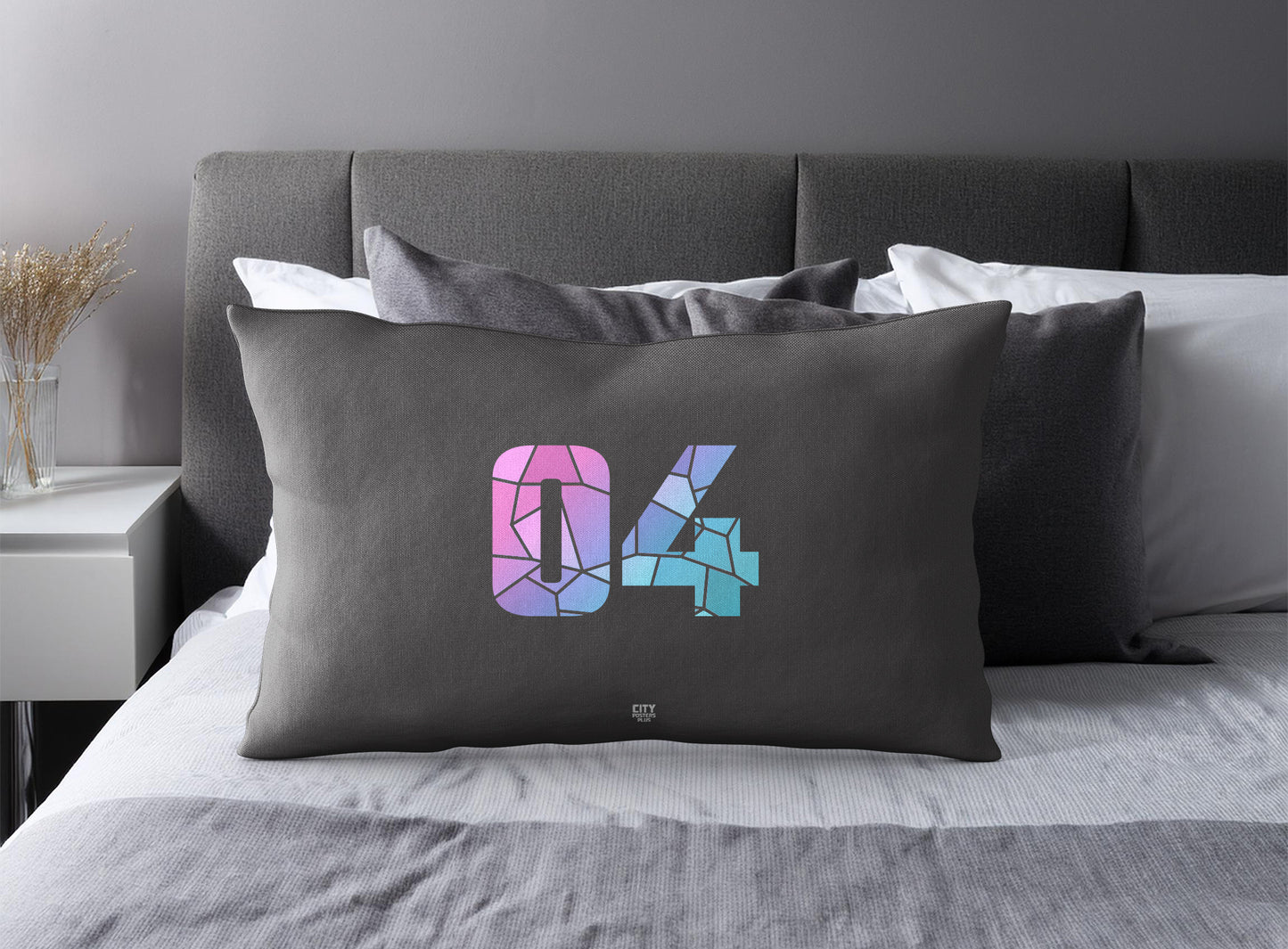 04 Number Pillow Case (Charcoal Grey)