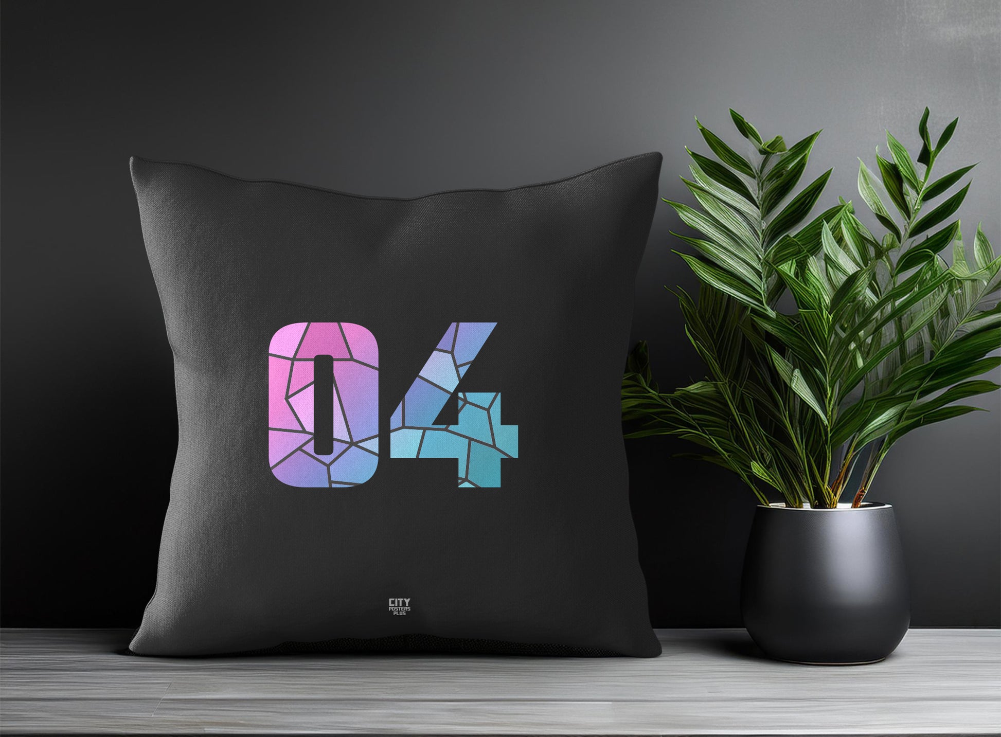 04 Number Pillow Case (Charcoal Grey)