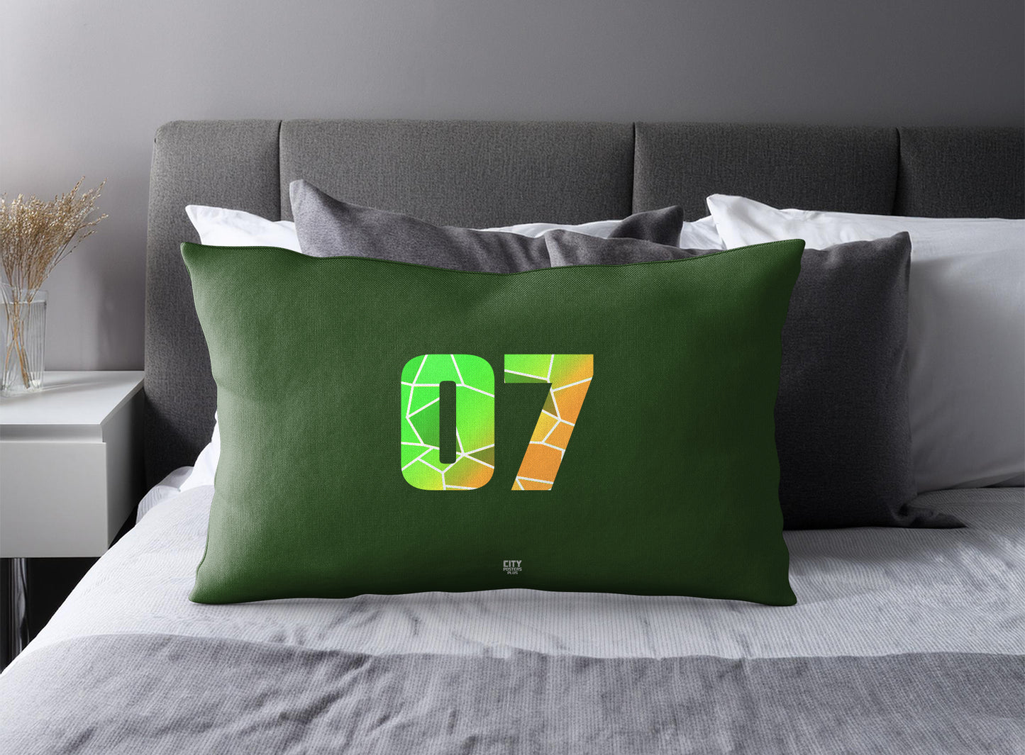 07 Number Pillow Case (Olive Green)