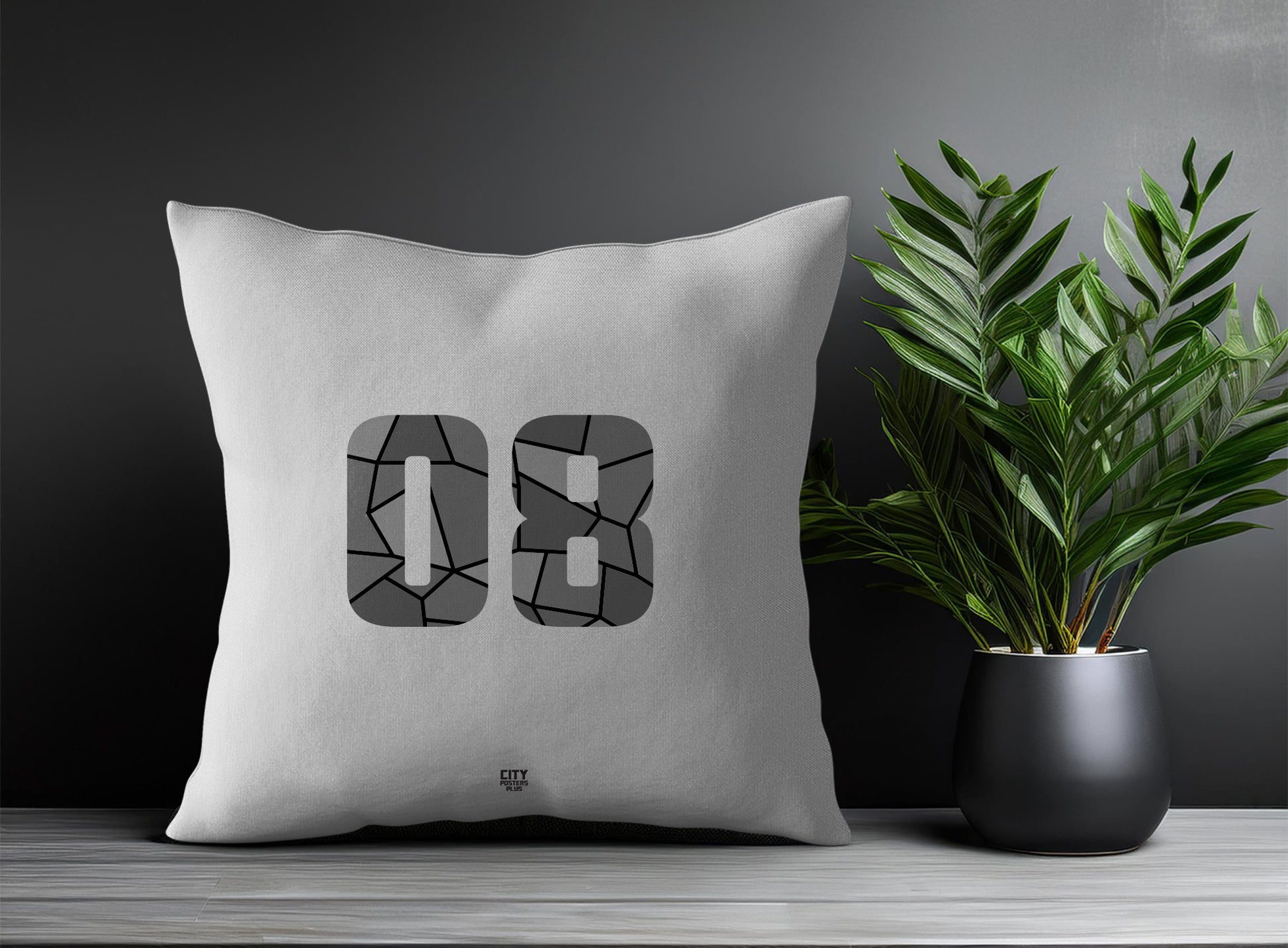 08 Number Pillow Case (Melange Grey)