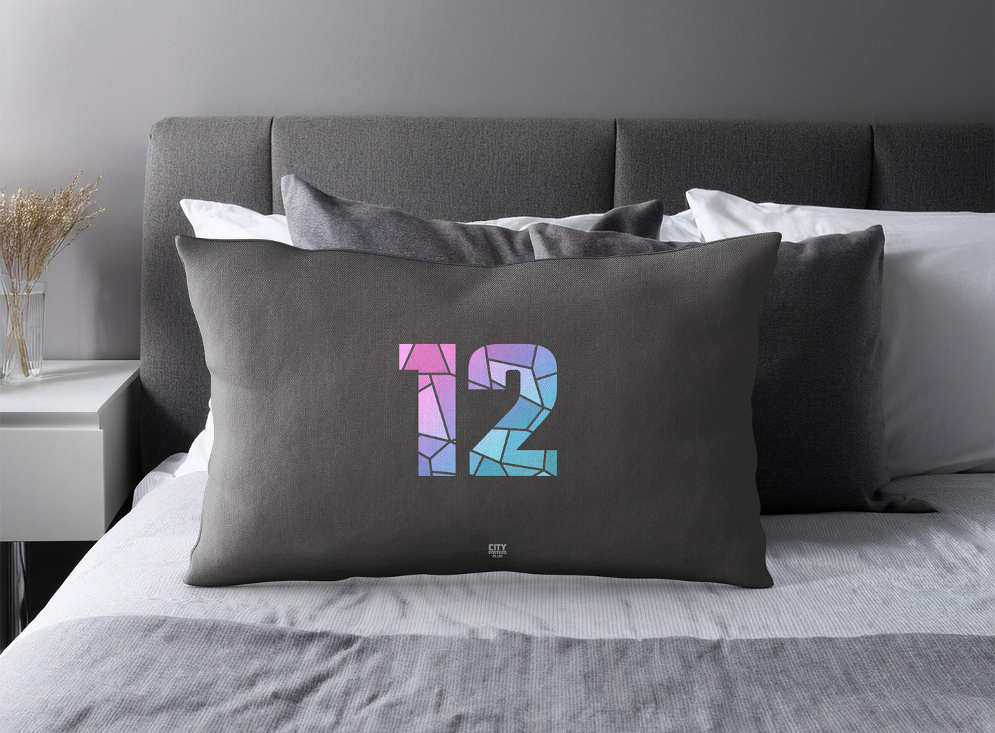 12 Number Pillow Case (Charcoal Grey)