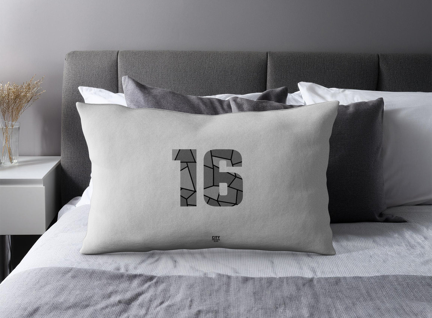 16 Number Pillow Case (Melange Grey)