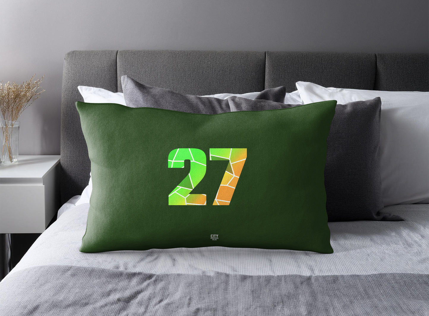 PDP 27 Number Pillow Case and Pillow Throw (Olive Green)