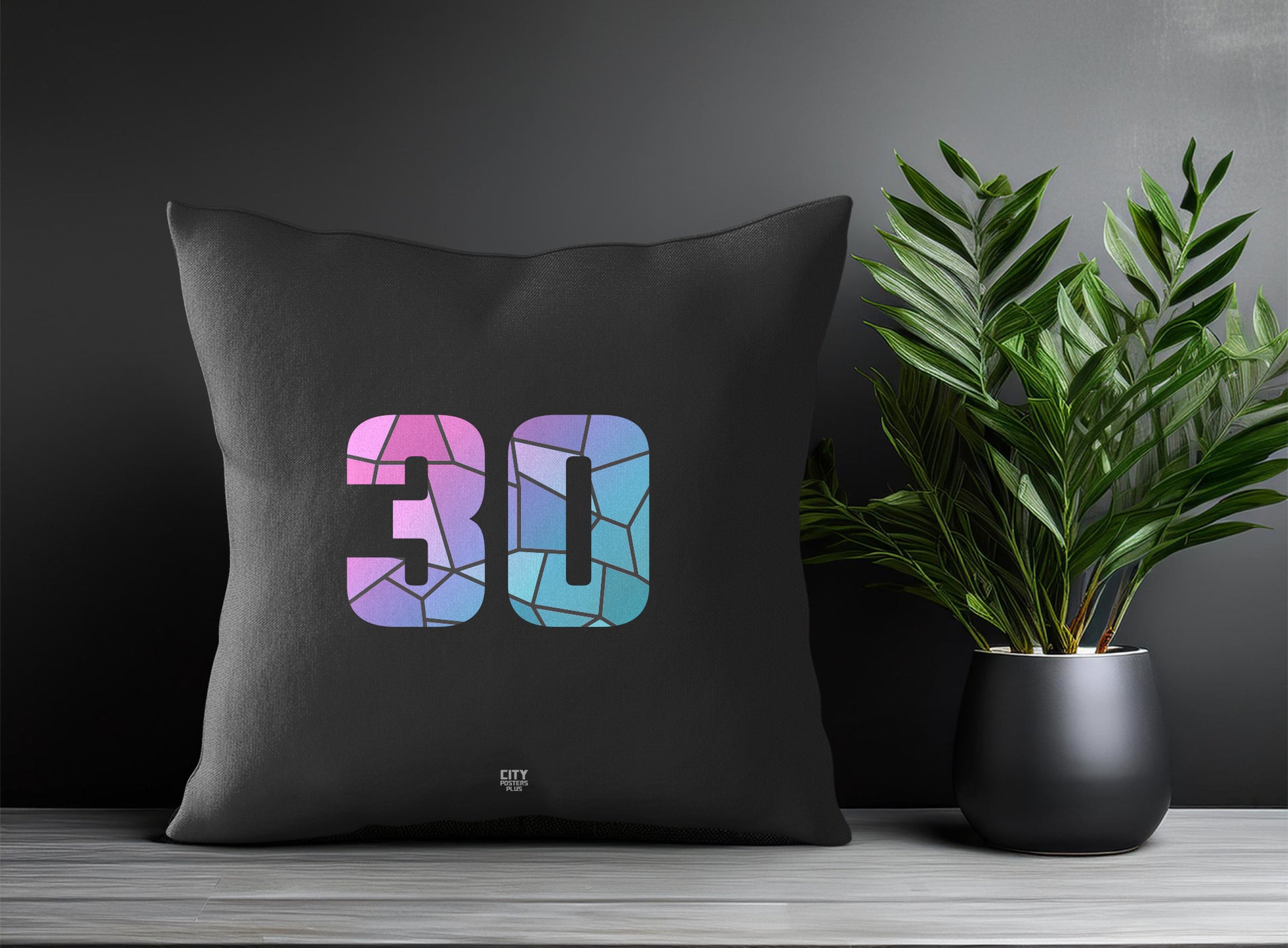 30 Number Pillow Case (Charcoal Grey)