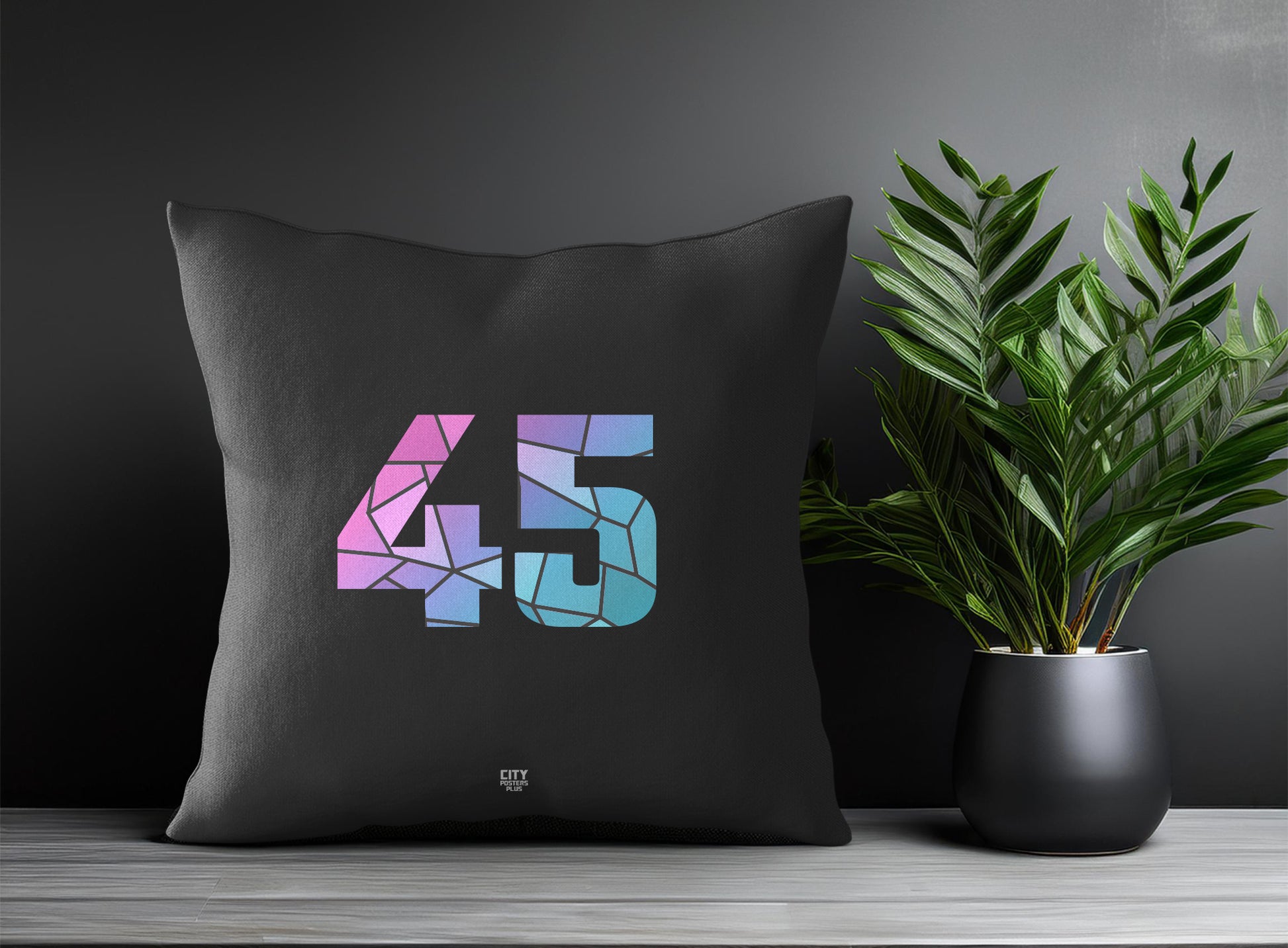 45 Number Pillow Case (Charcoal Grey)