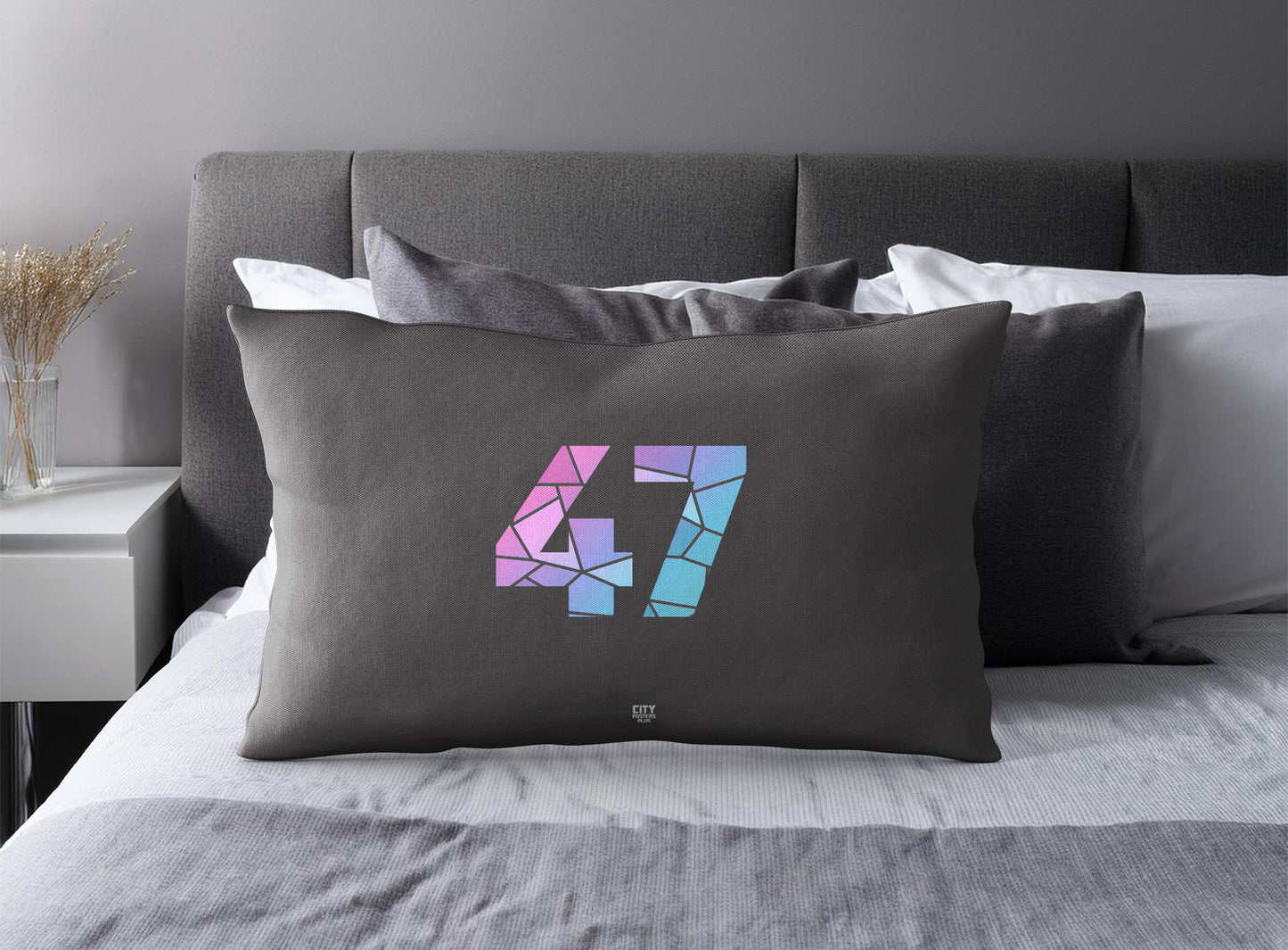 47 Number Pillow Case (Charcoal Grey)