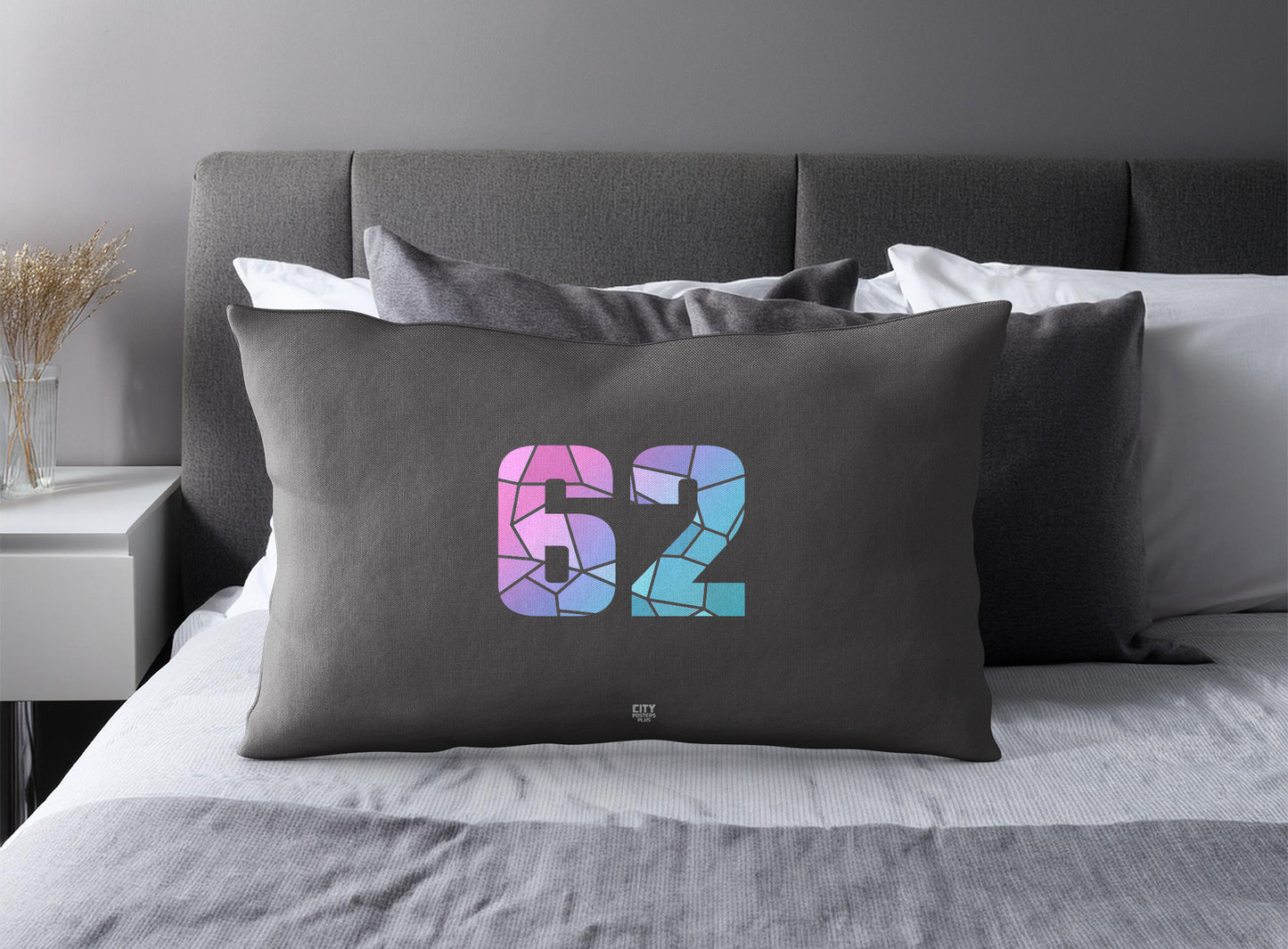 62 Number Pillow Case (Charcoal Grey)