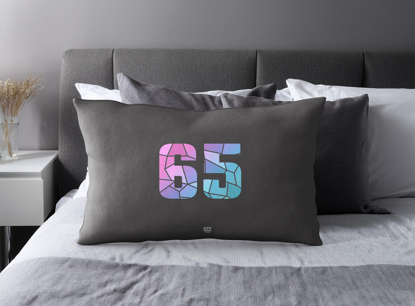 65 Number Pillow Case (Charcoal Grey)