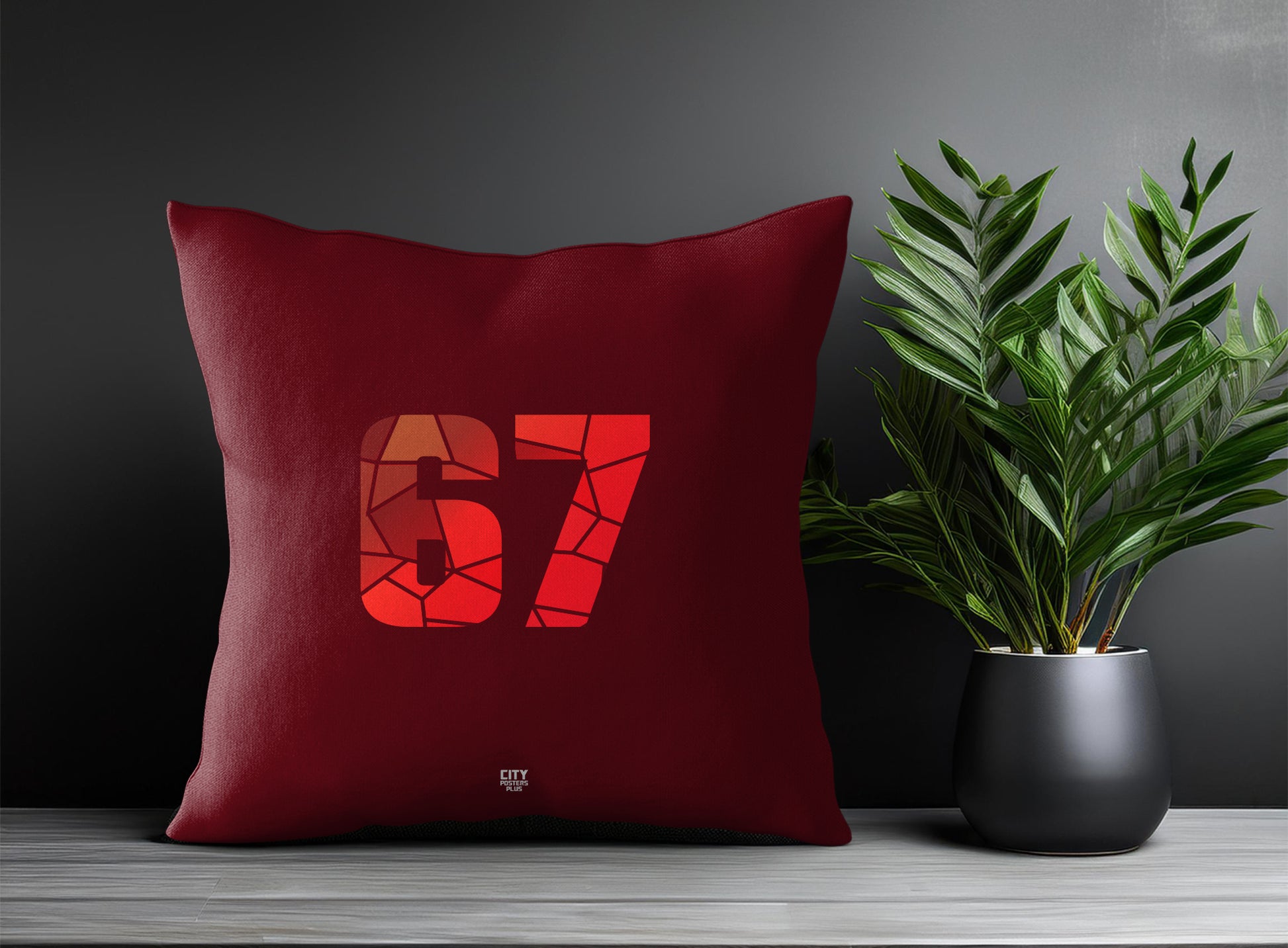 67 Number Pillow Case (Maroon)