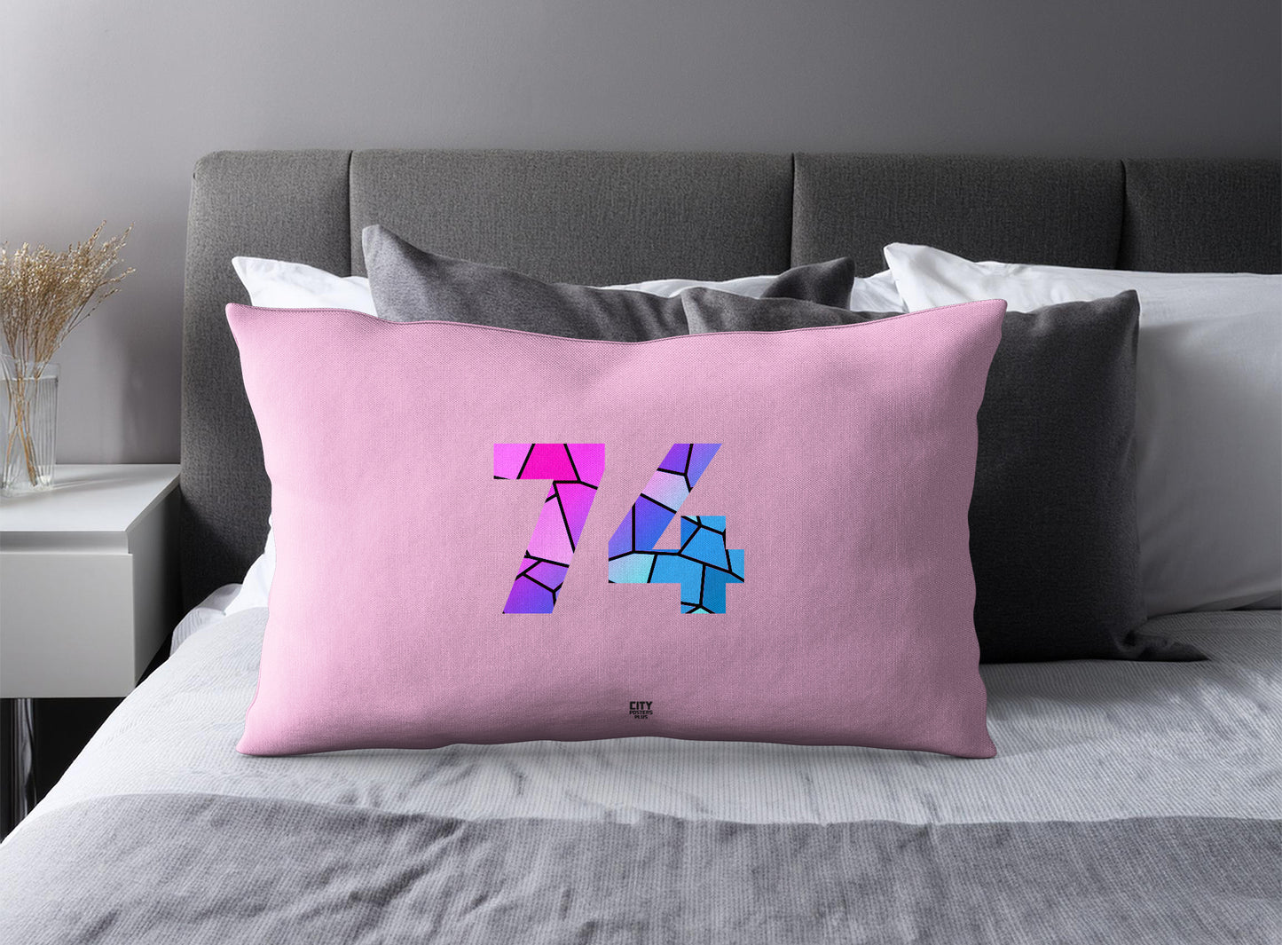 74 Number Pillow Case (Light Pink)