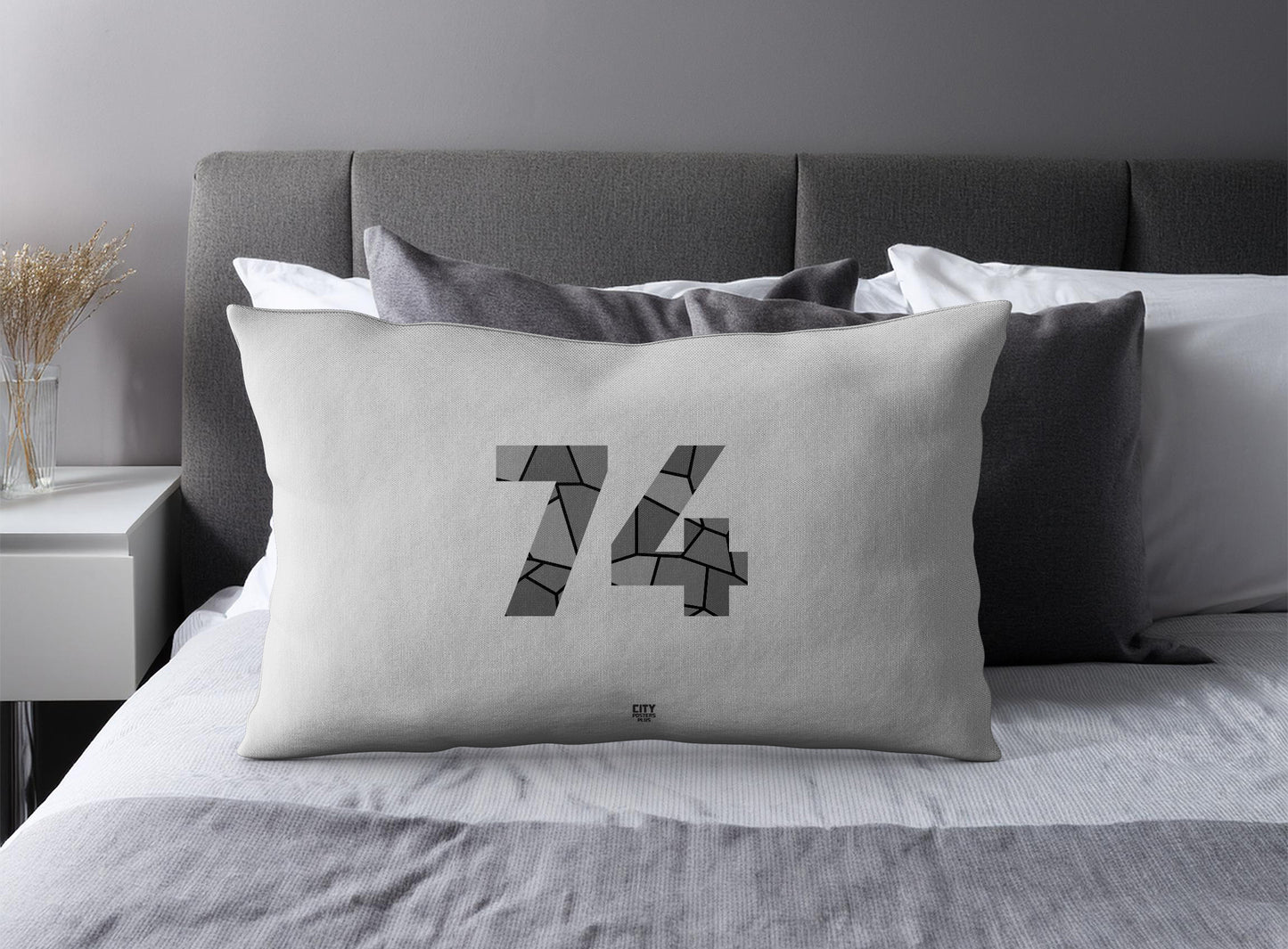 74 Number Pillow Case (Melange Grey)