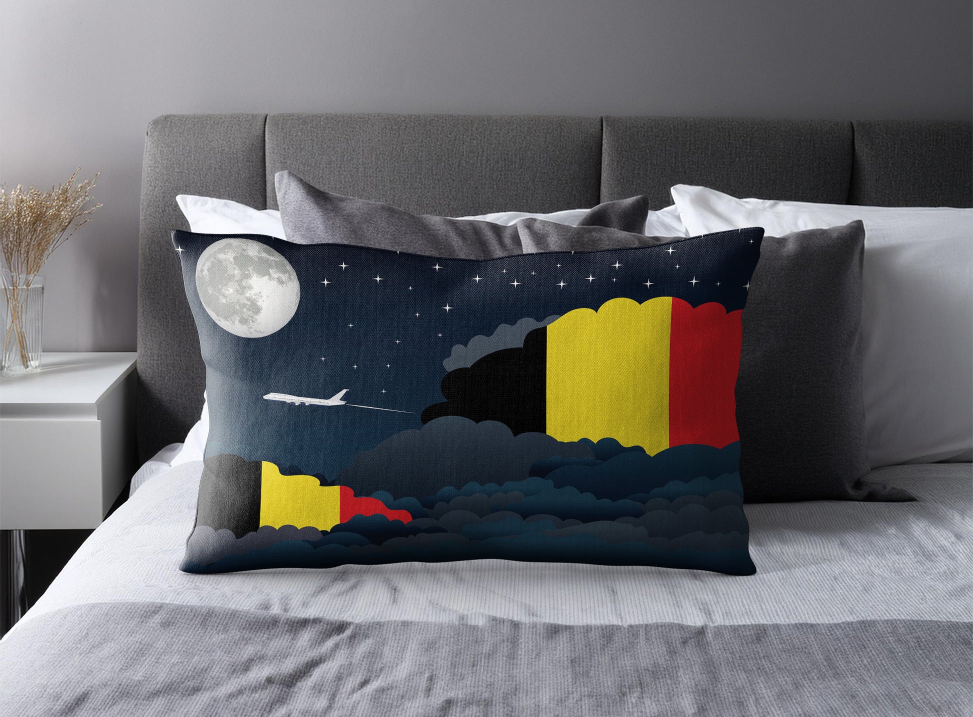 Belgium Night Clouds Pillow Case and Pillow Throw