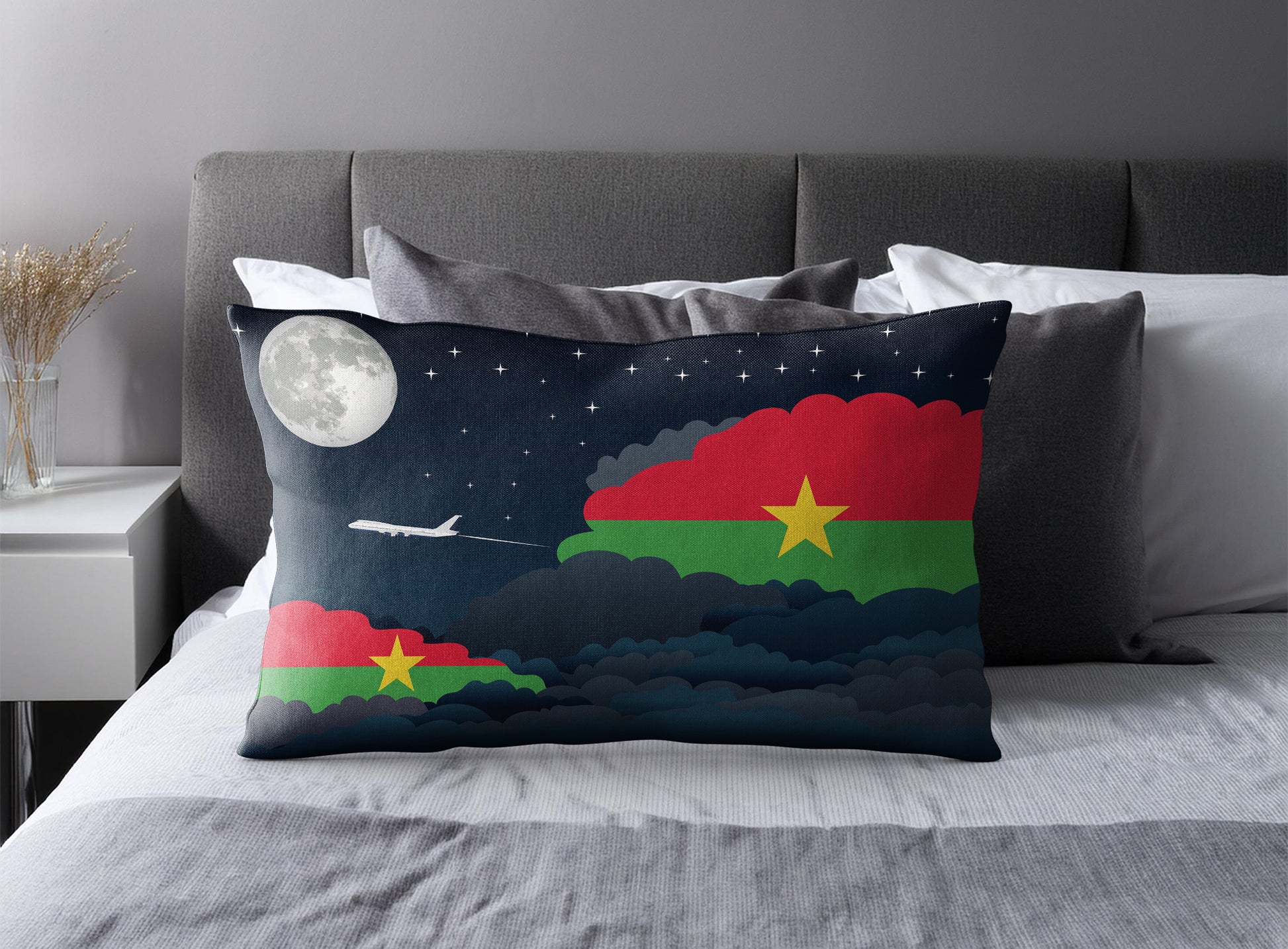 Burkina Faso Night Clouds Pillow Case and Pillow Throw