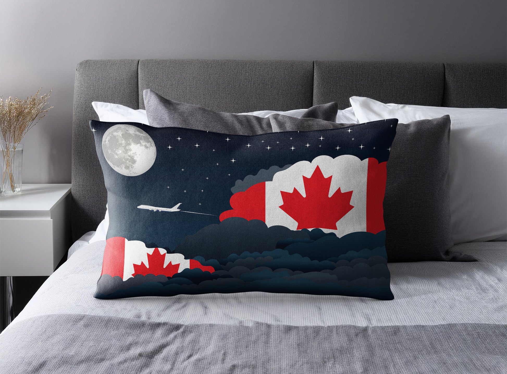 Canada Night Clouds Pillow Case and Pillow Throw