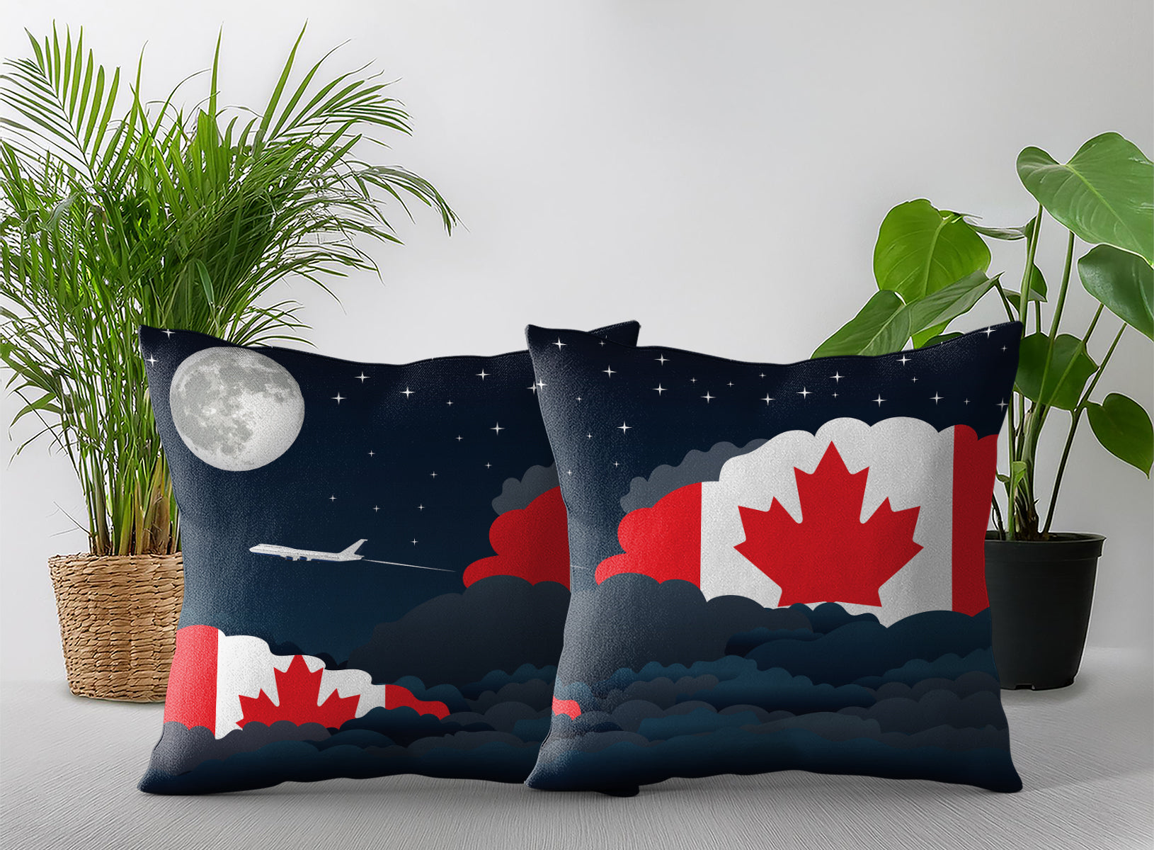 Canada Night Clouds Pillow Case and Pillow Throw