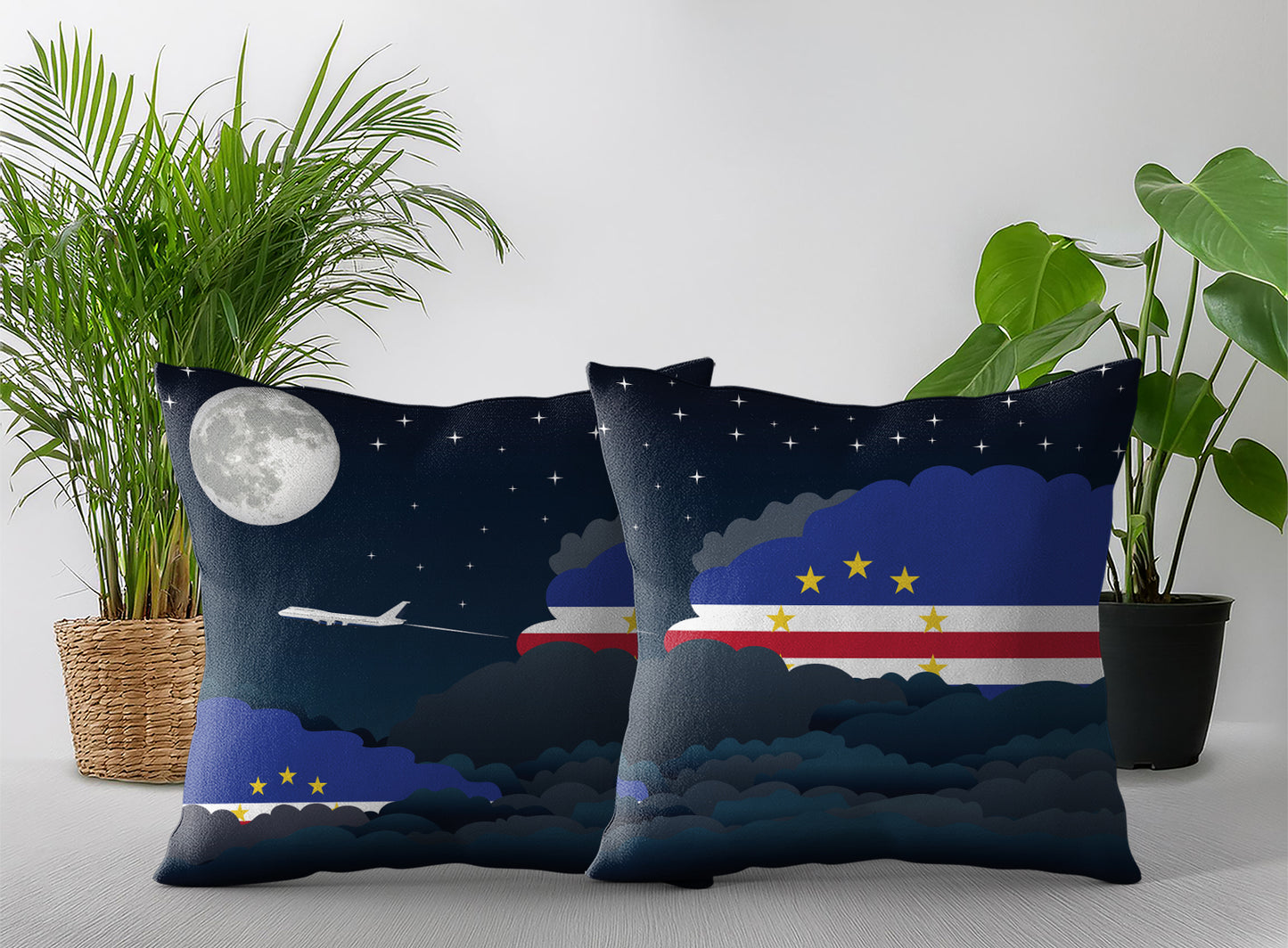 Cape Verde Night Clouds Pillow Case and Pillow Throw