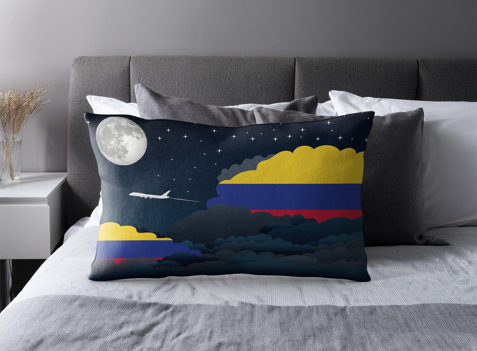 Colombia Night Clouds Pillow Case and Pillow Throw