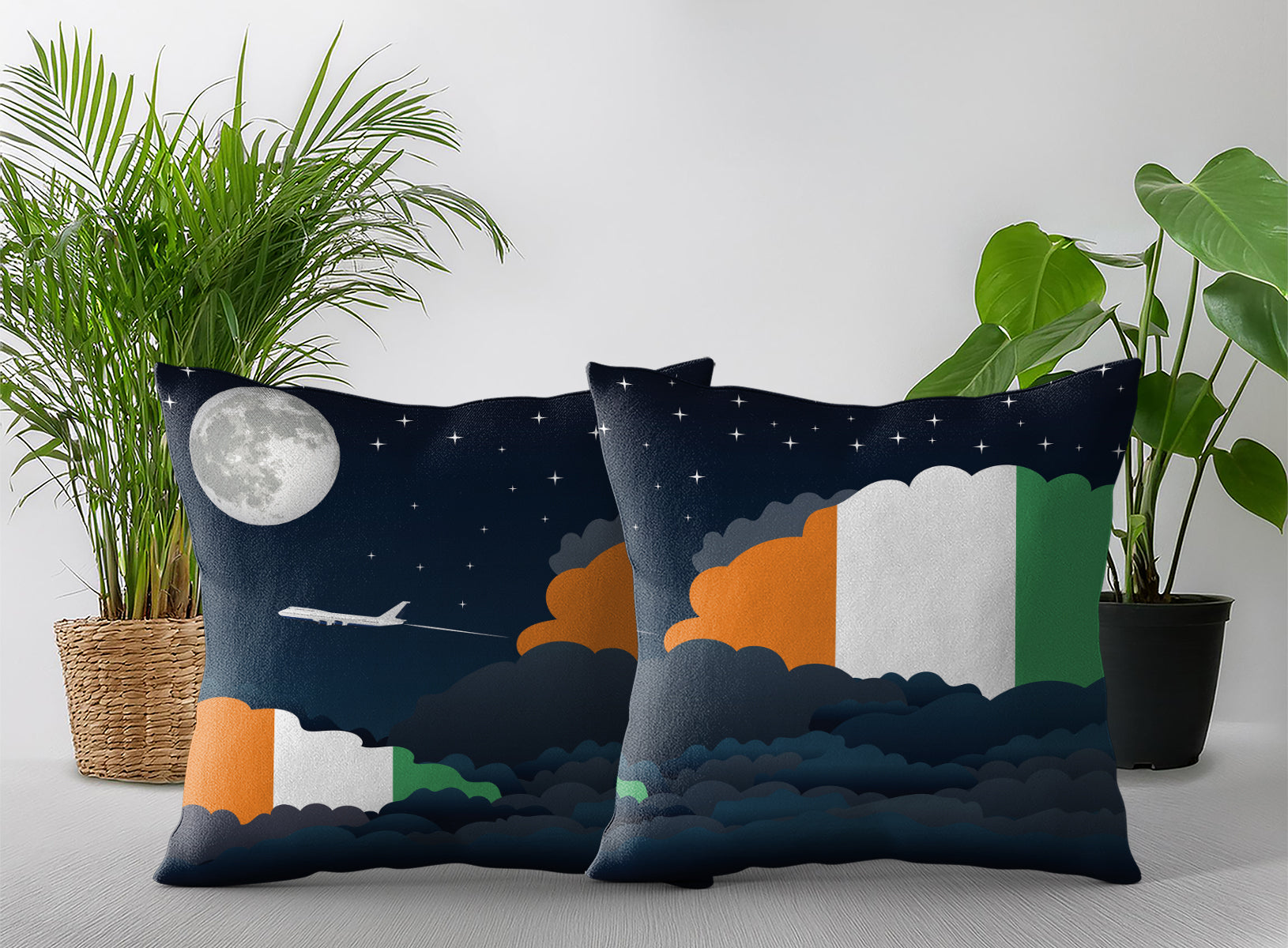 Cote DIvoire Night Clouds Pillow Case and Pillow Throw