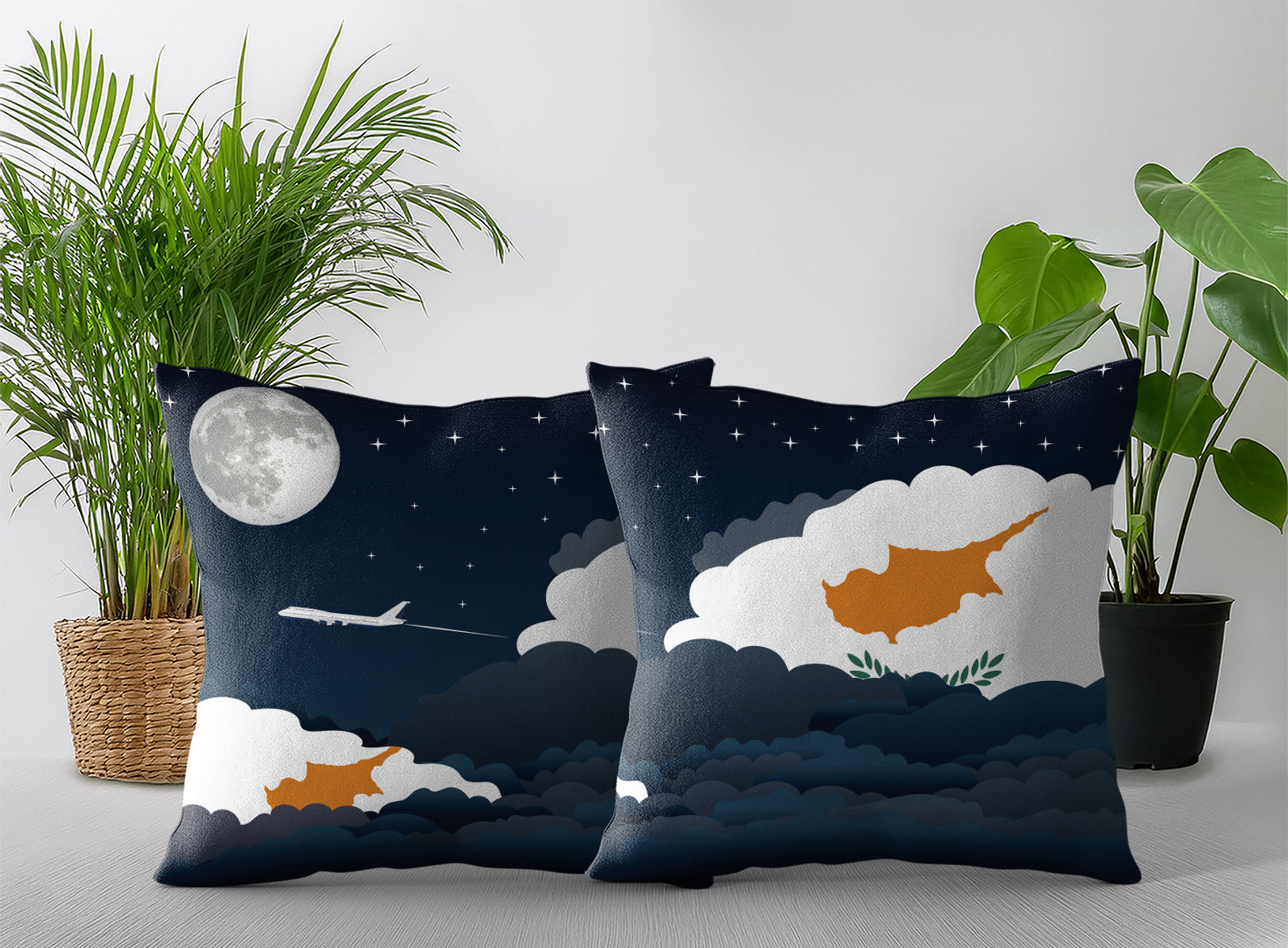 Cyprus Night Clouds Pillow Case and Pillow Throw