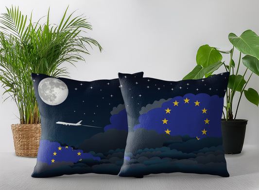 European Union Night Clouds Pillow Case and Pillow Throw