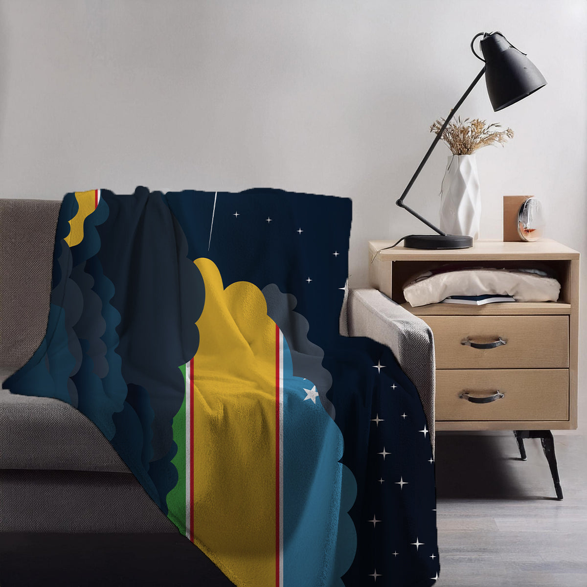Karakalpakstan Night Clouds Blanket Throw